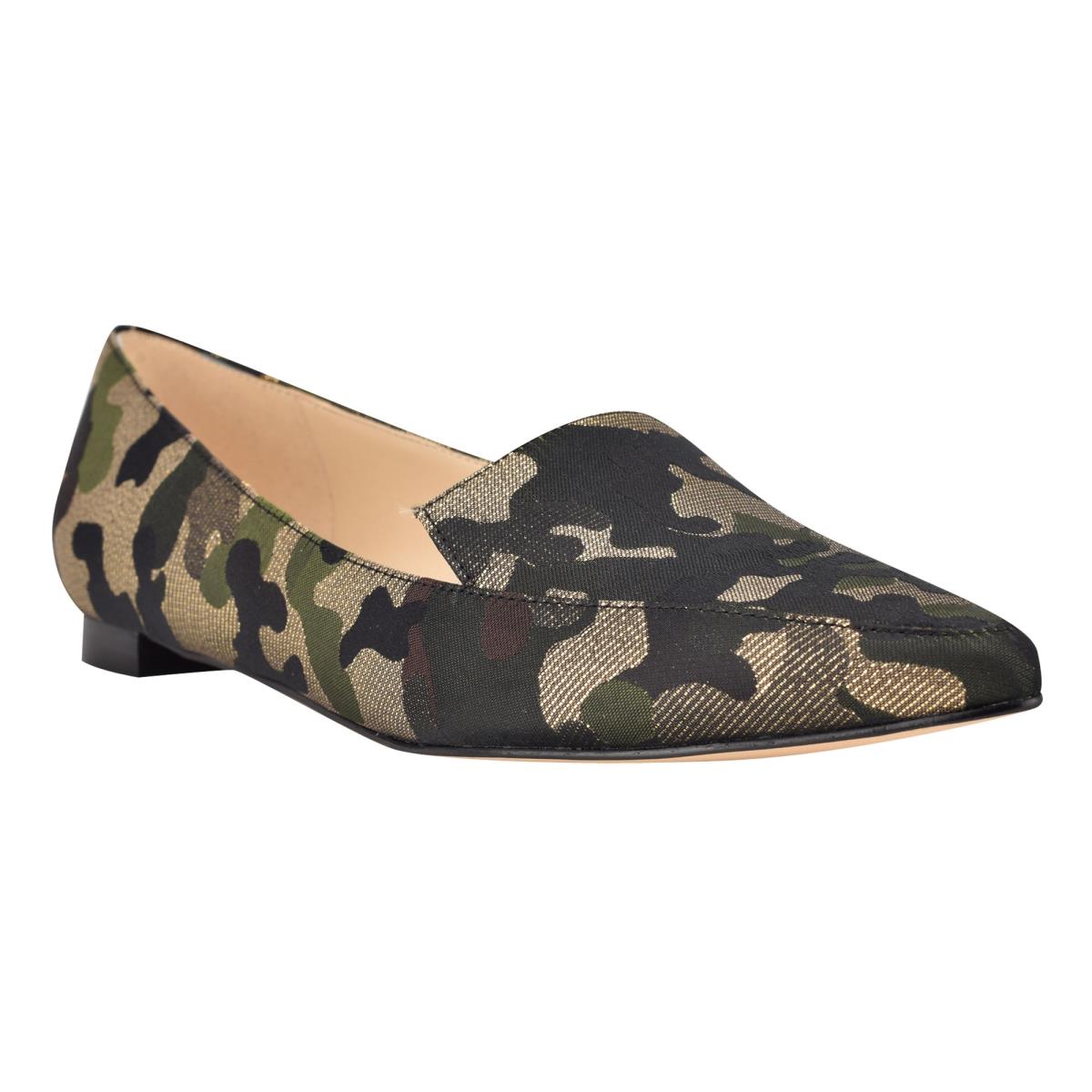 Nine West Abay Smoking Flats Kadın Camo | 2489IYAET