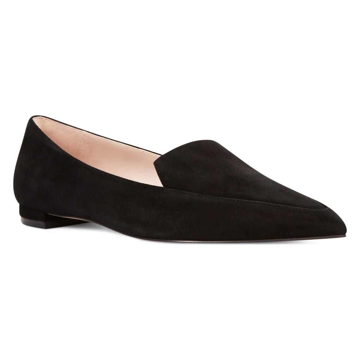 Nine West Abay Smoking Flats Kadın Siyah | 0642TMRAN