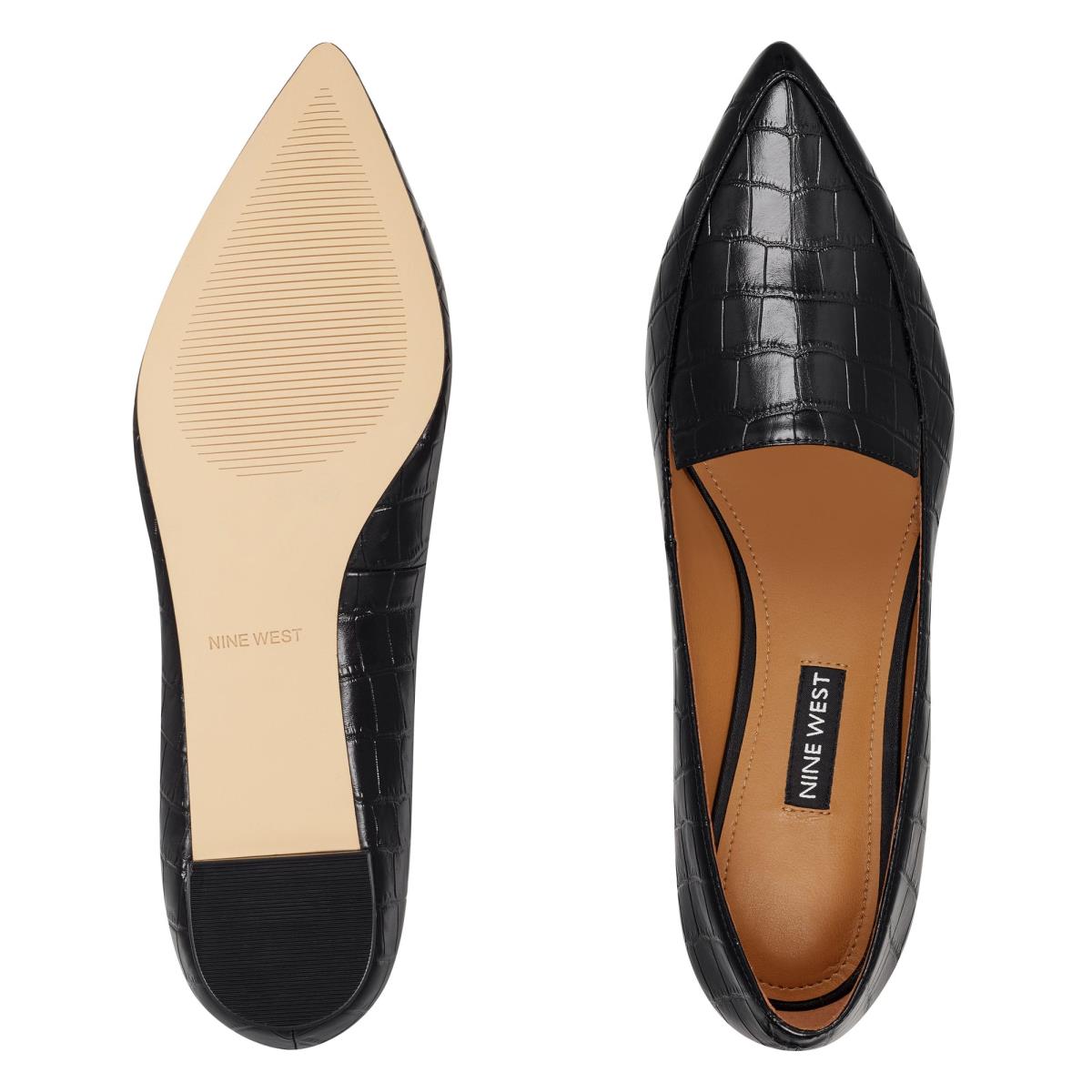 Nine West Abay Smoking Flats Kadın Siyah | 4803IYZND