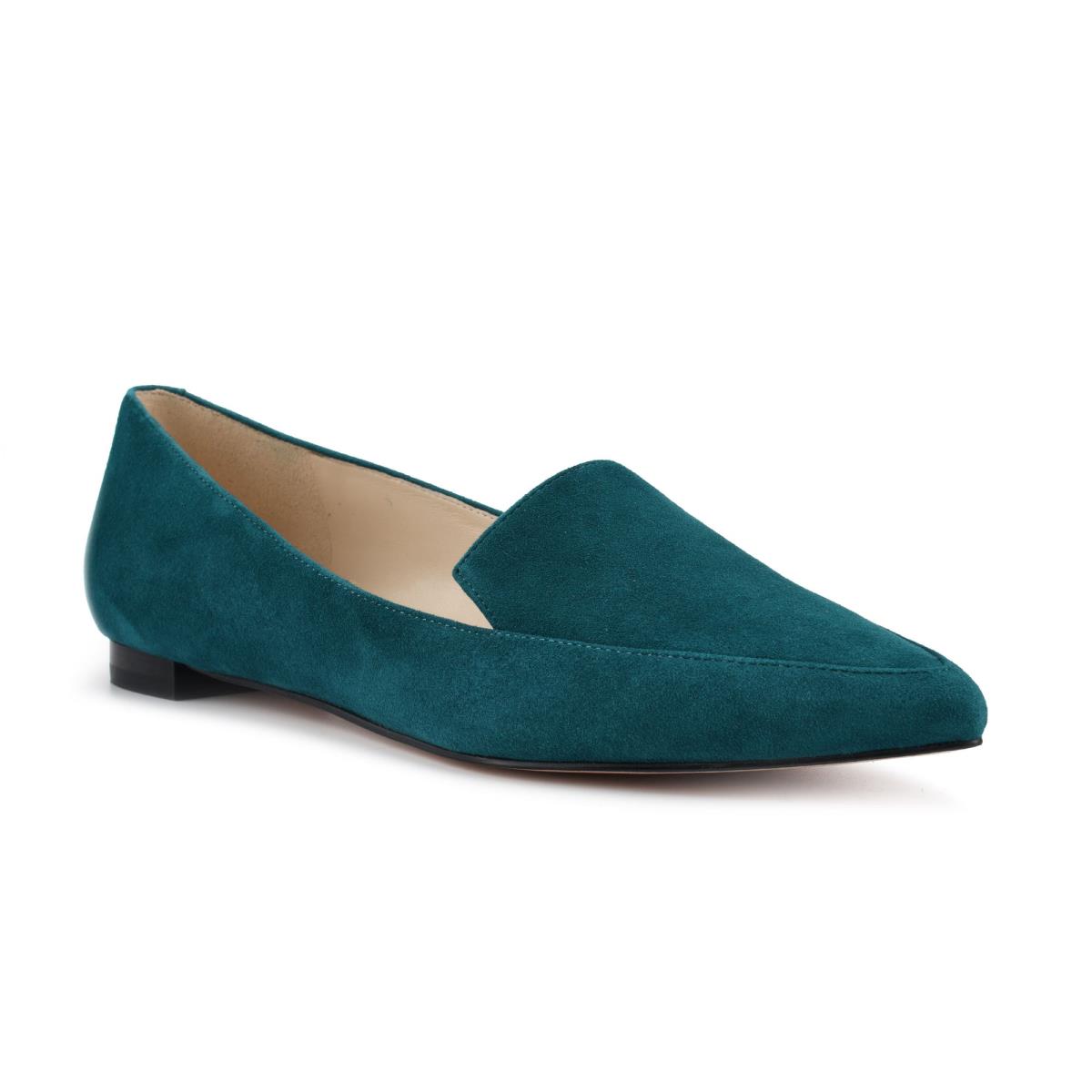 Nine West Abay Smoking Flats Kadın Turkuaz | 8573ISMAY