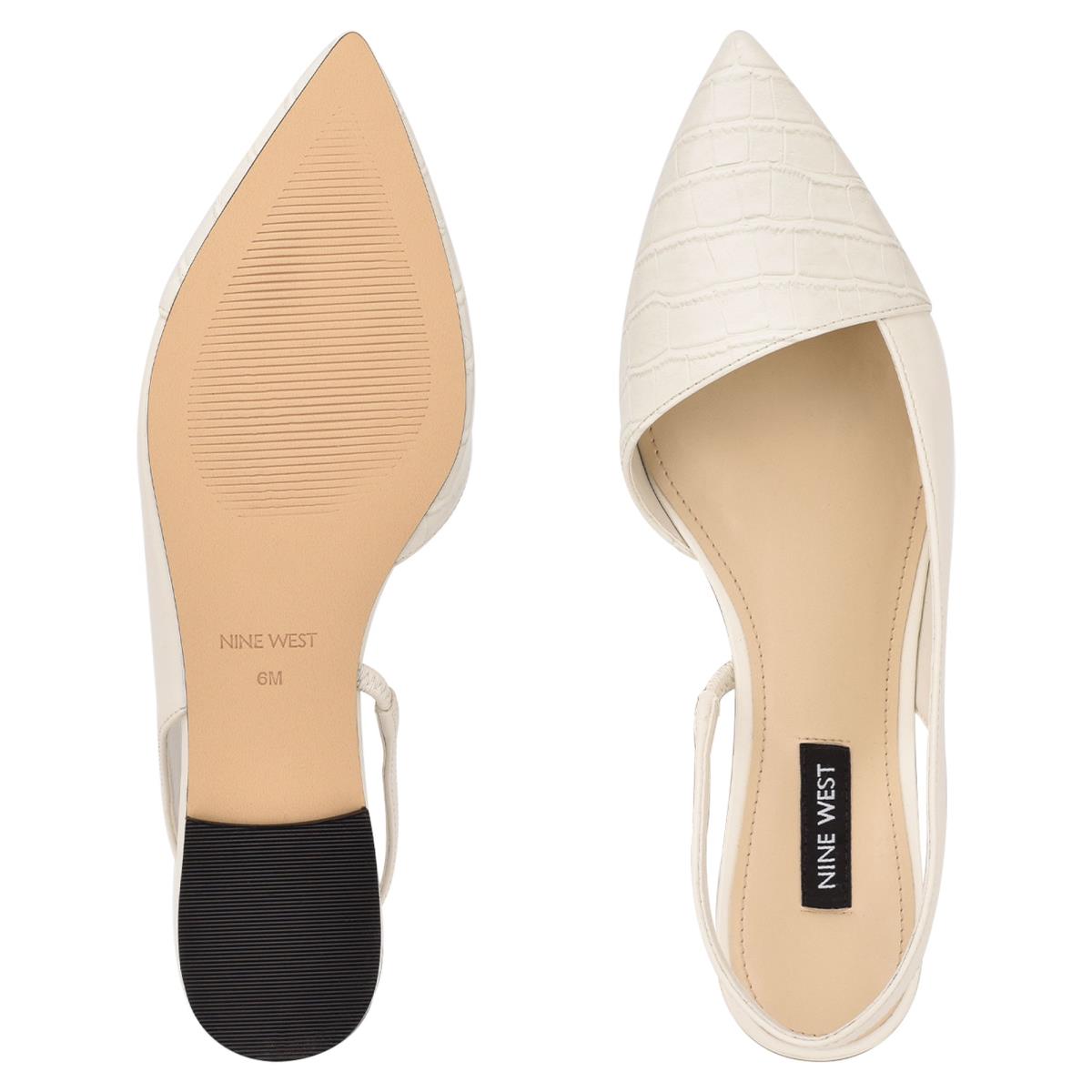 Nine West Beads Arkası Açık Pointy Burunlu Flats Kadın Bej Rengi Krema | 8741WTFZC