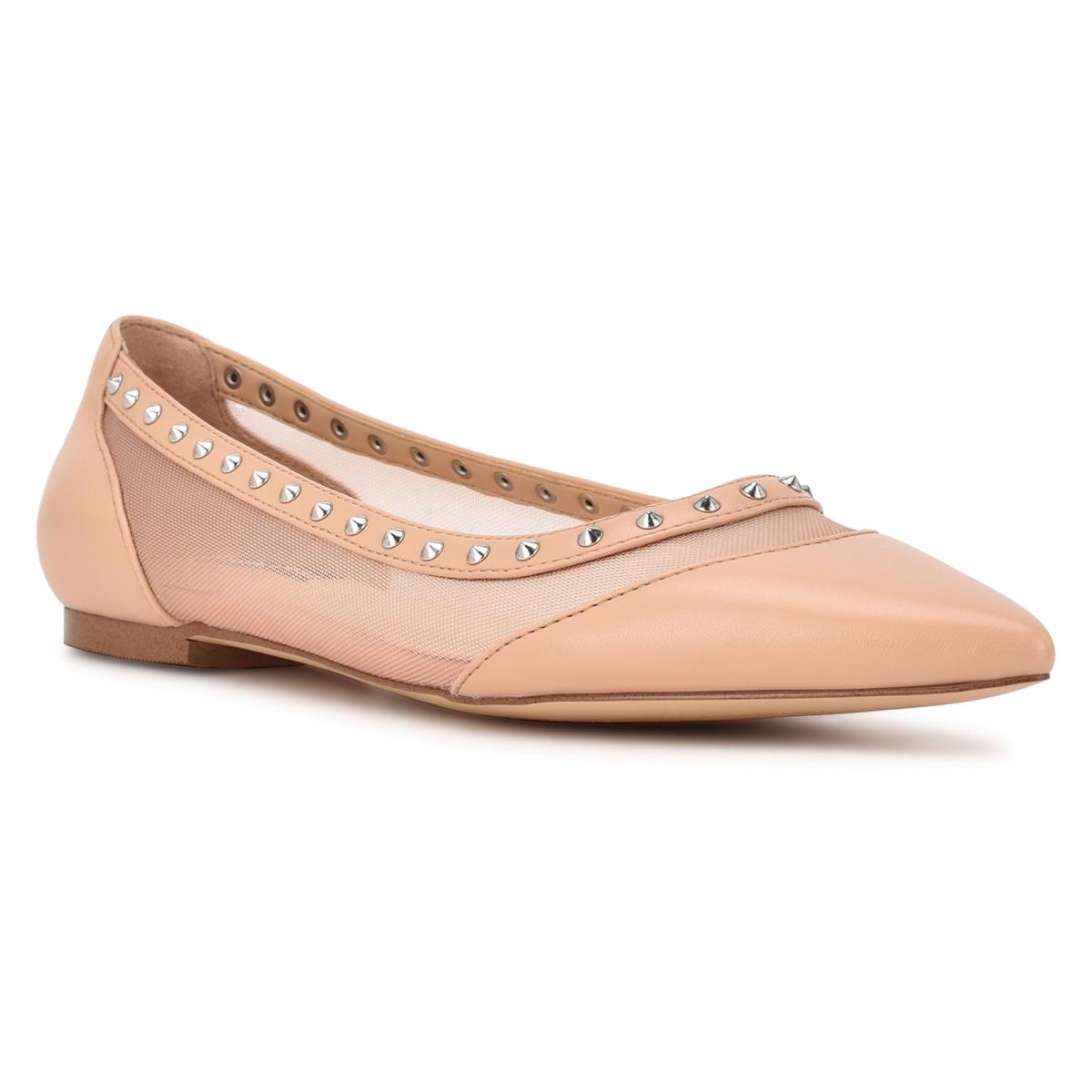 Nine West Bizzie Pointy Burunlu Bale Ayakkabısı Kadın Pembe | 4615DLQEF