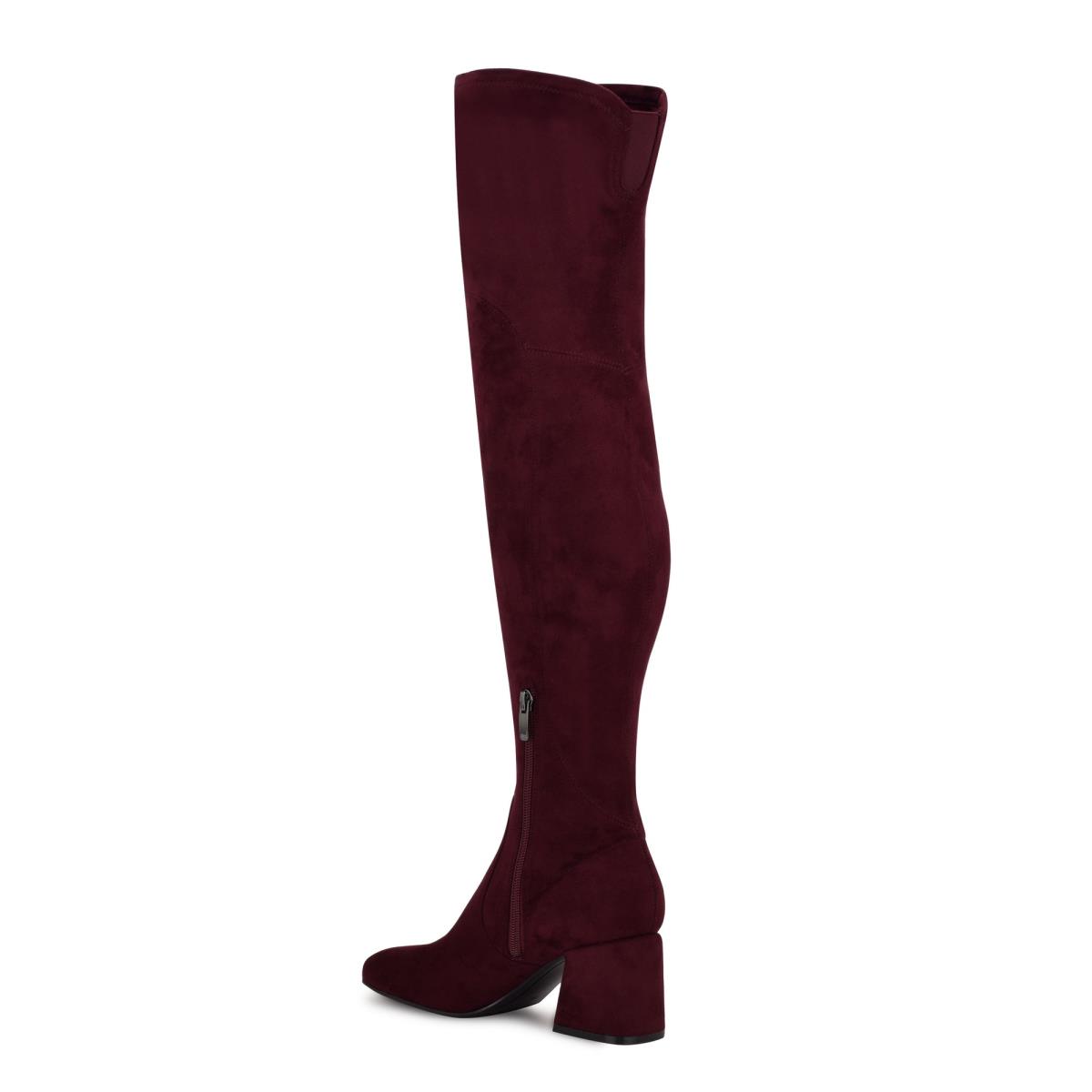 Nine West Blocky Over The Knee Topuklu Bot Kadın Bordo | 9473OZMVP