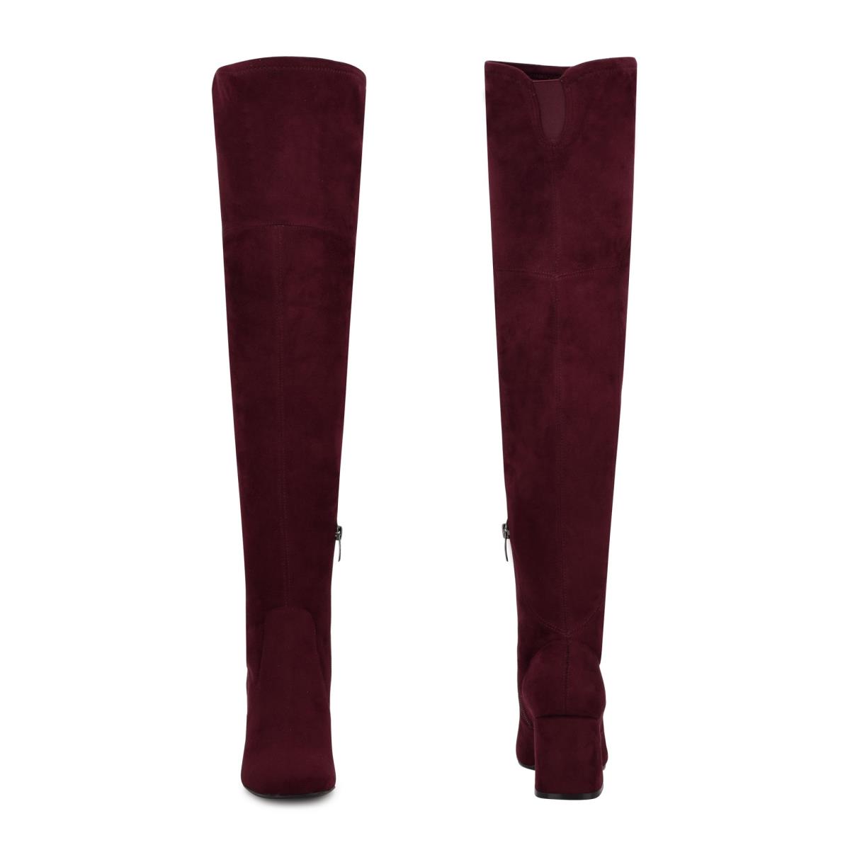 Nine West Blocky Over The Knee Topuklu Bot Kadın Bordo | 9473OZMVP