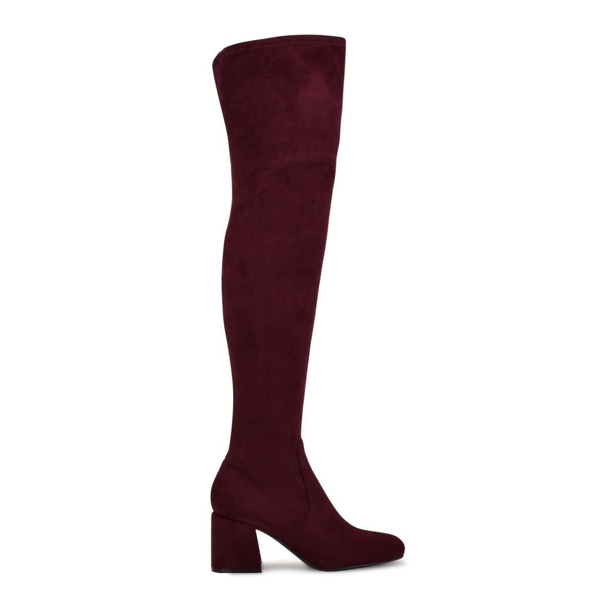 Nine West Blocky Over The Knee Topuklu Bot Kadın Bordo | 9473OZMVP