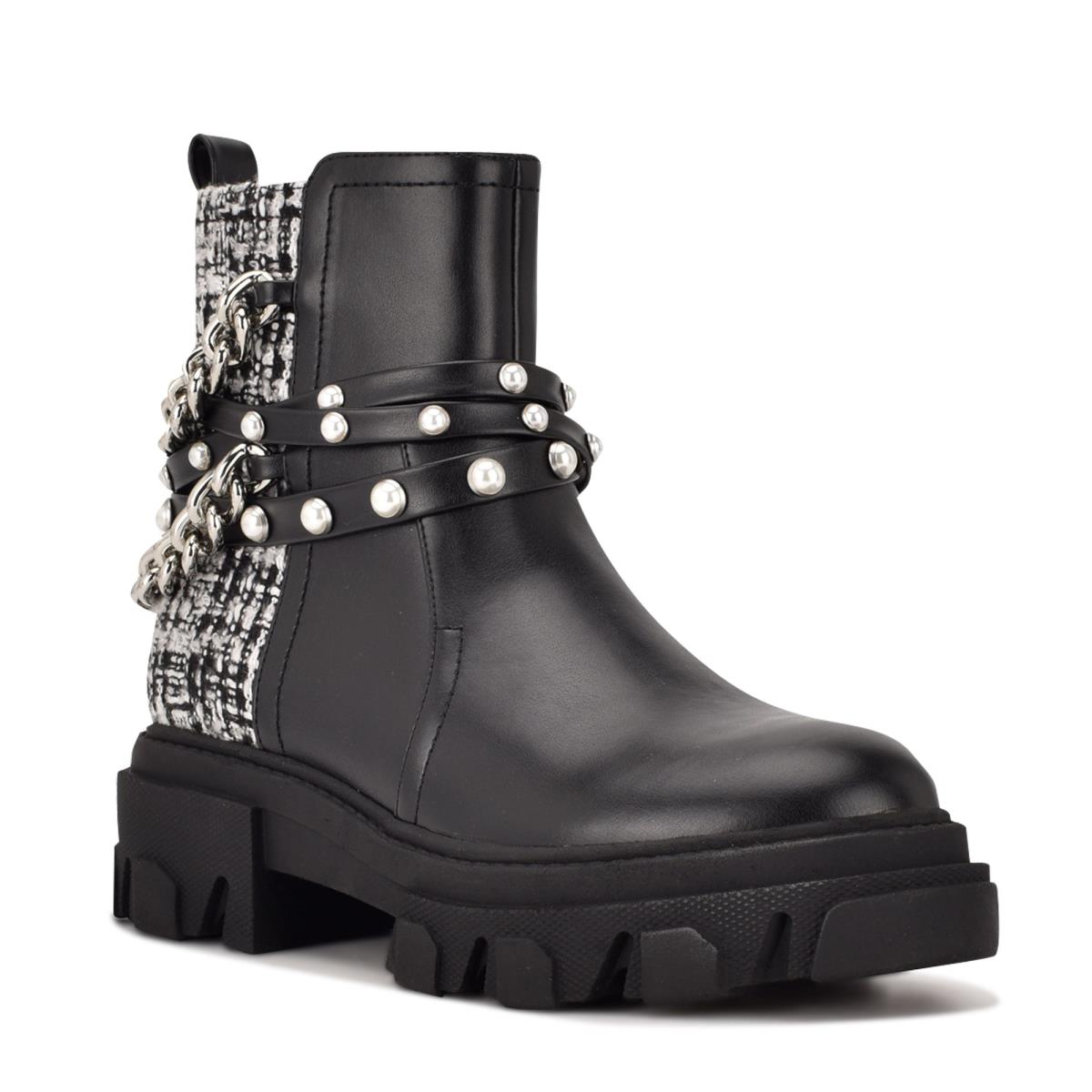 Nine West Cearlz Lug Sole Bot Kadın Siyah | 3975VDLOY