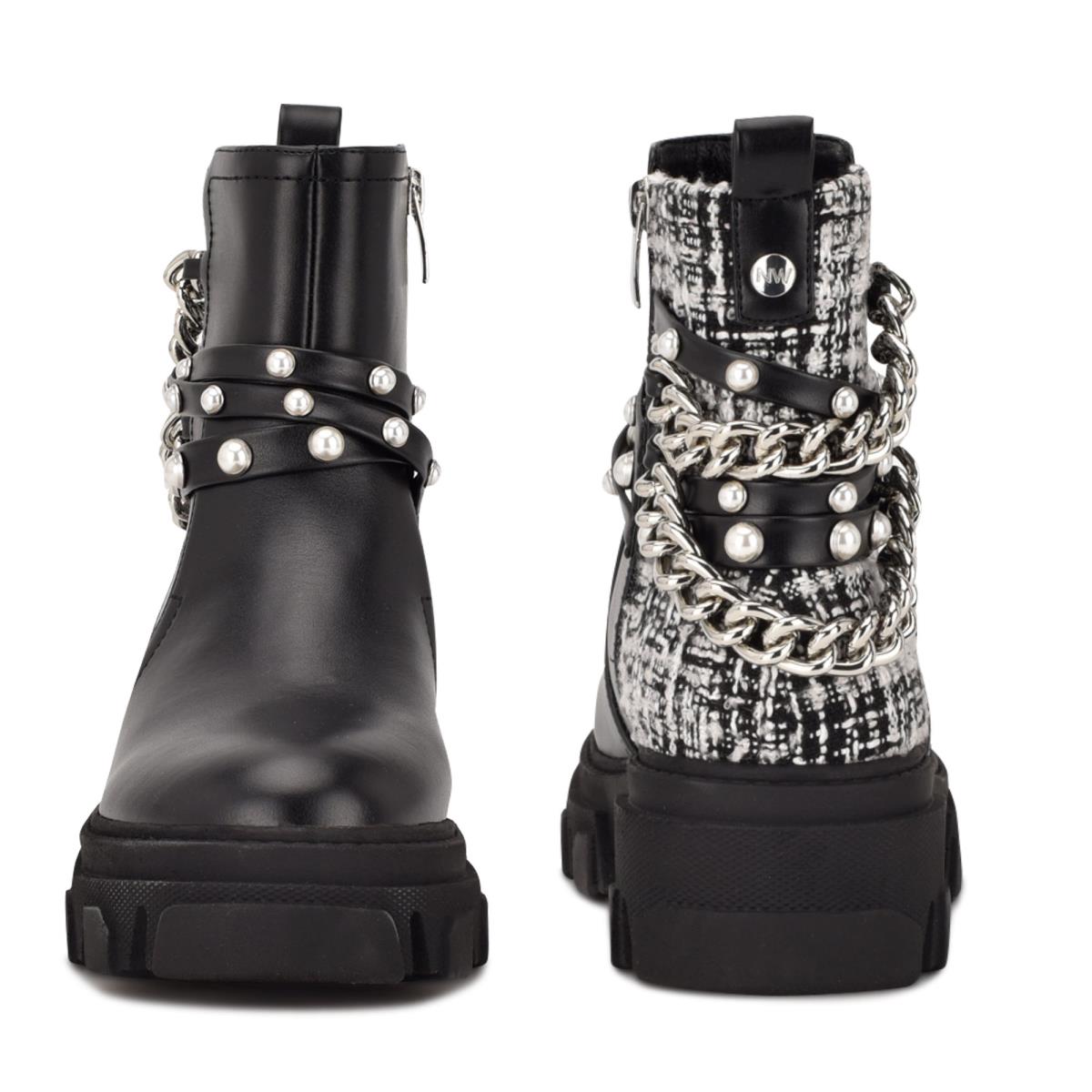 Nine West Cearlz Lug Sole Bot Kadın Siyah | 3975VDLOY