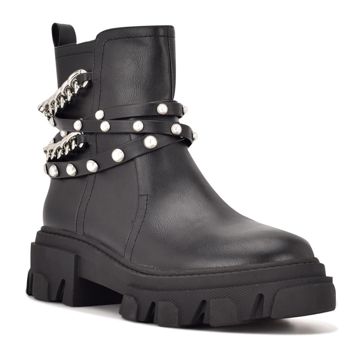 Nine West Cearlz Lug Sole Bot Kadın Siyah | 6317KUNAW