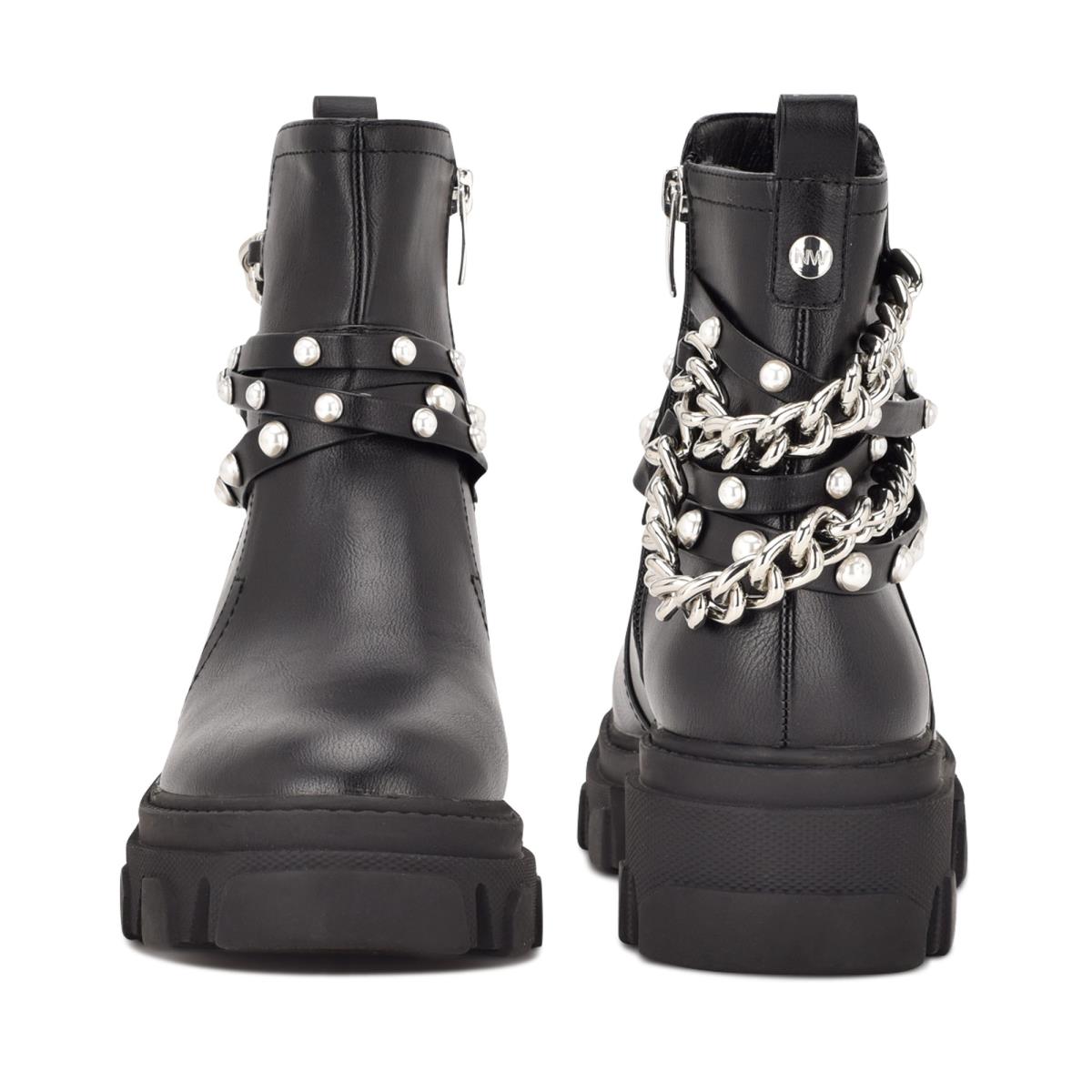 Nine West Cearlz Lug Sole Bot Kadın Siyah | 6317KUNAW