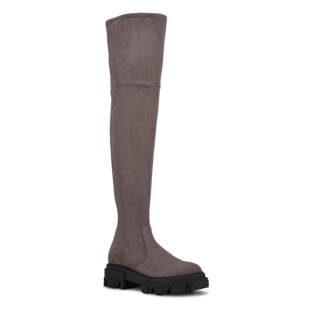 Nine West Cellie Over the Knee Lug Sole Bot Kadın Gri | 4789JCEFV