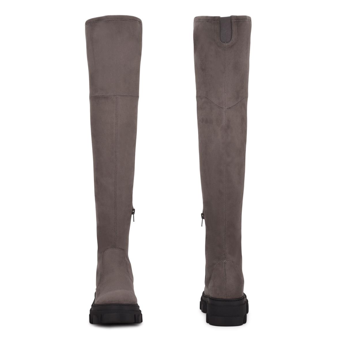 Nine West Cellie Over the Knee Lug Sole Bot Kadın Gri | 4789JCEFV