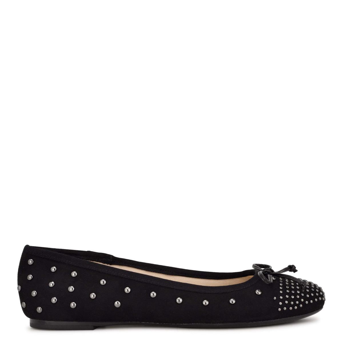 Nine West Curvy Studded Ballet Bale Ayakkabısı Kadın Siyah | 3457WCIUF