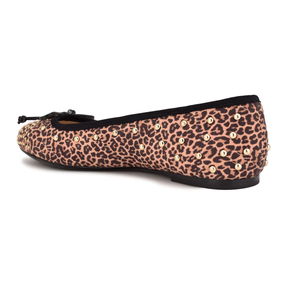 Nine West Curvy Studded Ballet Bale Ayakkabısı Kadın Leopar Kahverengi | 3597TYKCN