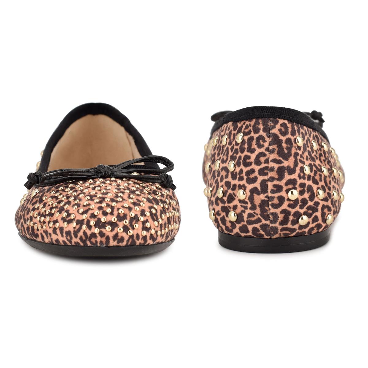 Nine West Curvy Studded Ballet Bale Ayakkabısı Kadın Leopar Kahverengi | 3597TYKCN