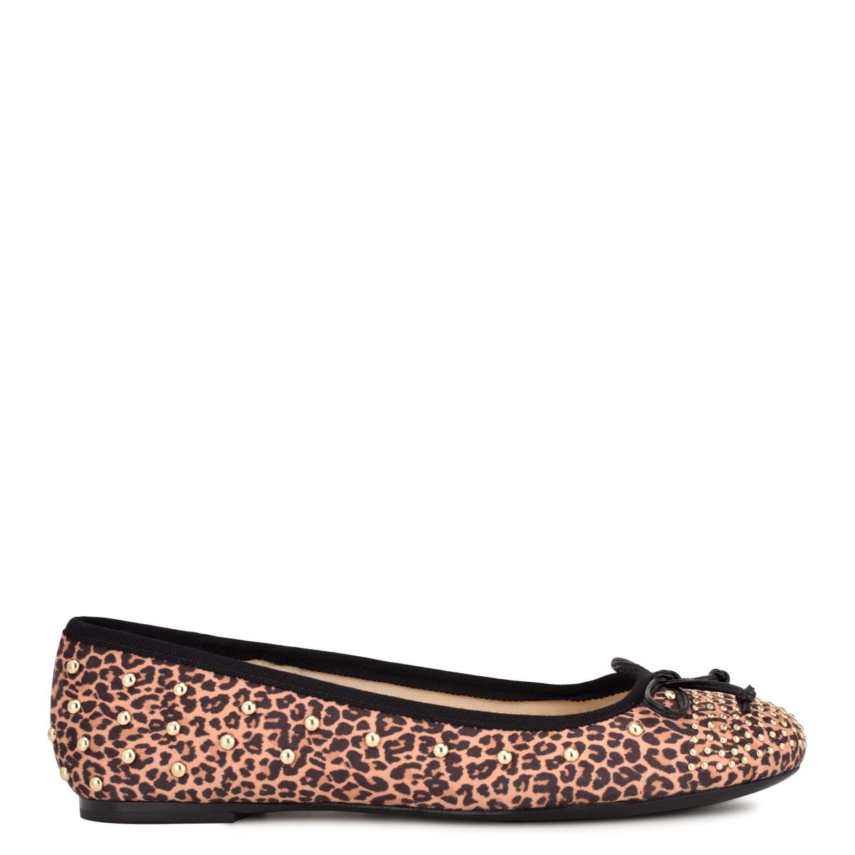 Nine West Curvy Studded Ballet Bale Ayakkabısı Kadın Leopar Kahverengi | 3597TYKCN