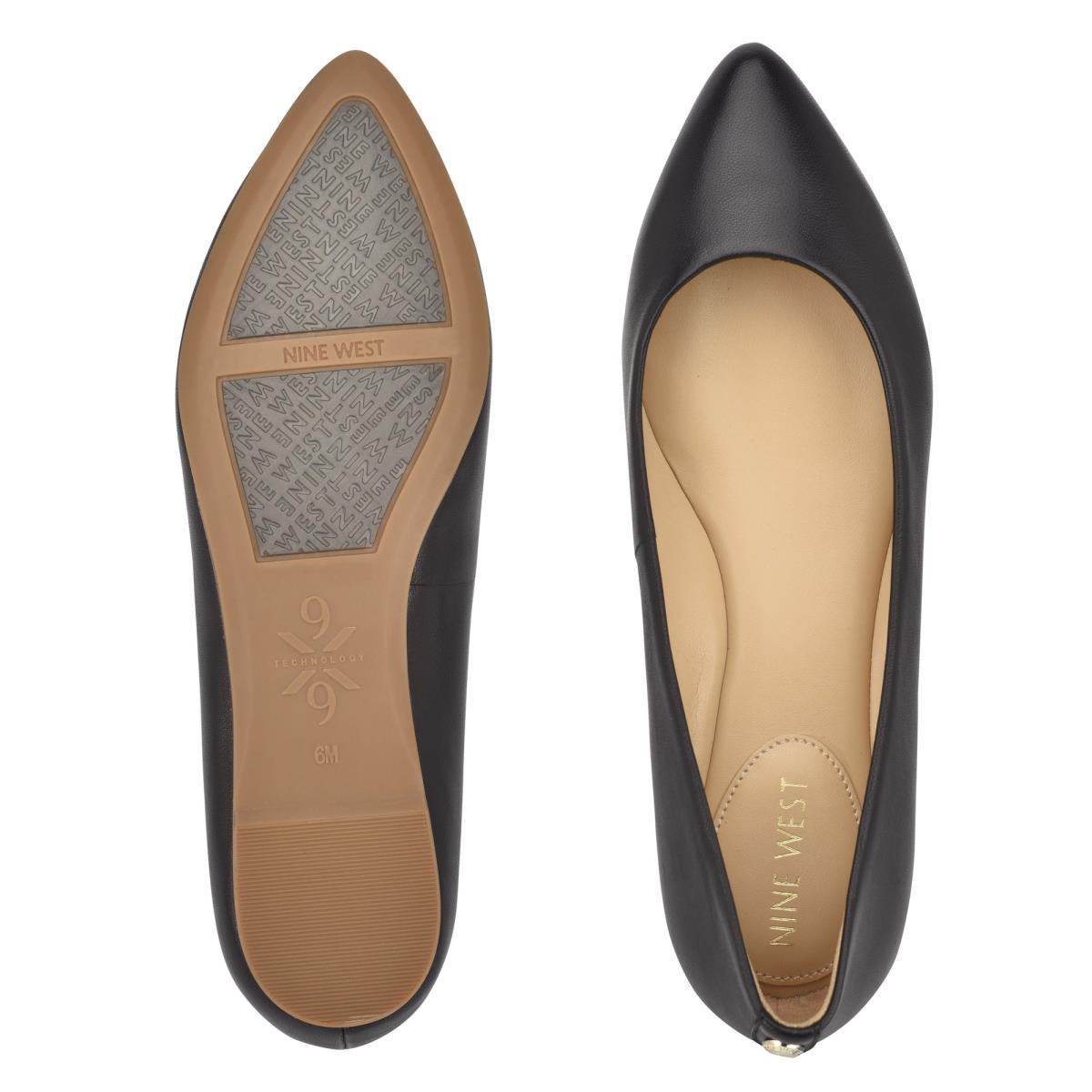 Nine West Ferdi 9x9 Pointy Burunlu Flats Kadın Siyah | 7602XSYUW