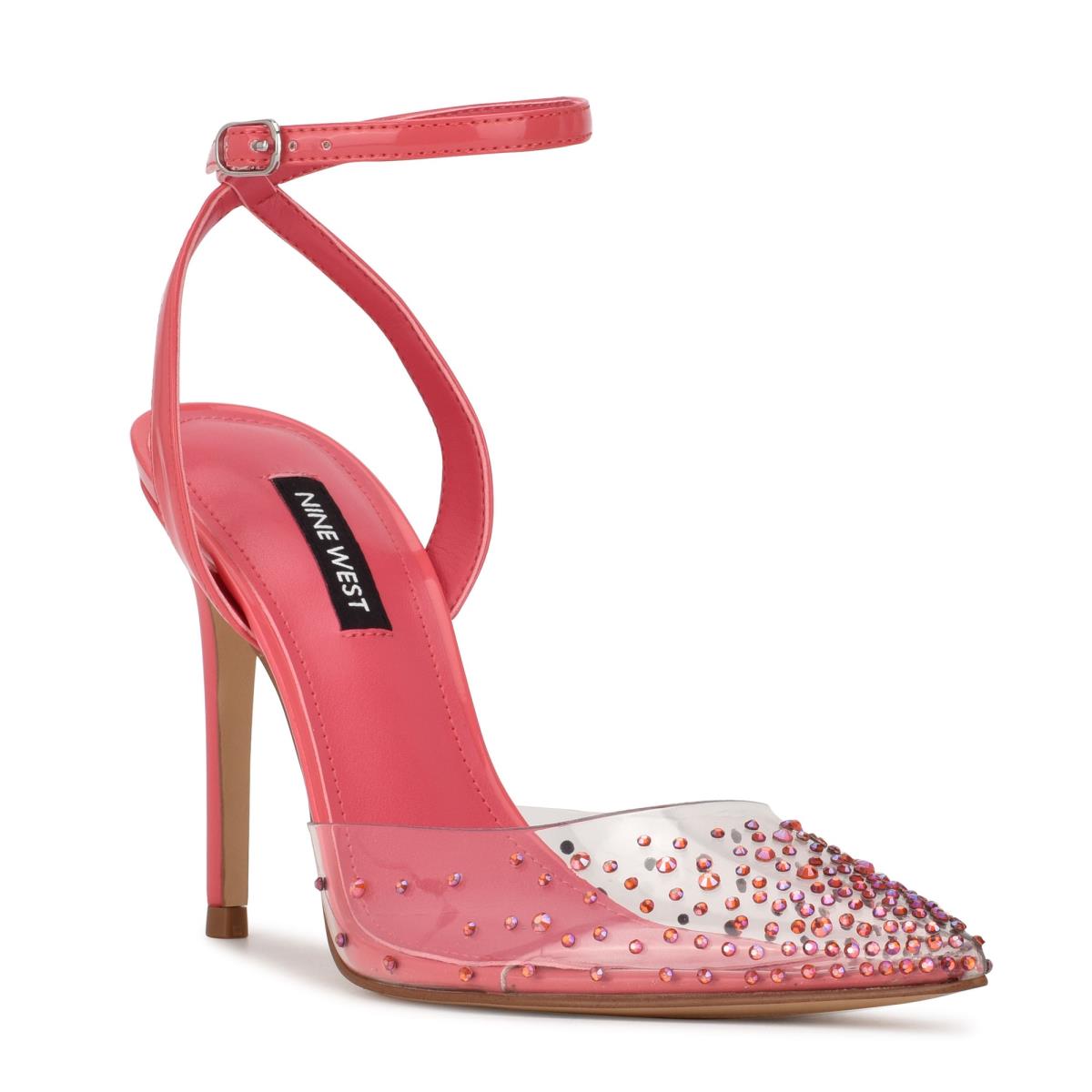 Nine West Foreva Ankle Askılı Elbise Stiletto Ayakkabı Kadın Pembe Mercan | 8231PYQNL