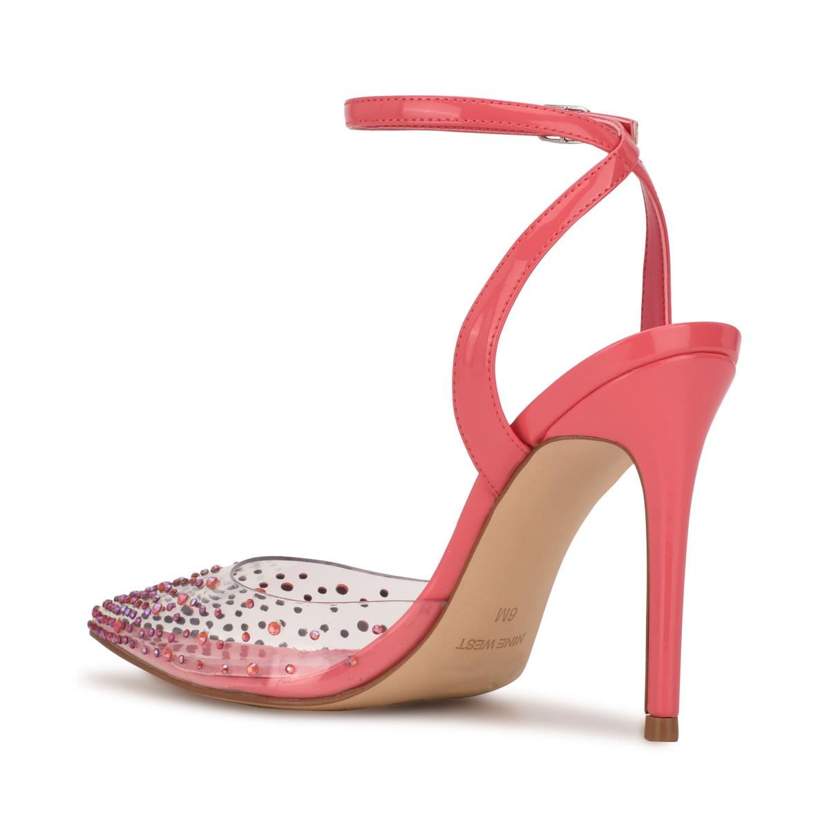 Nine West Foreva Ankle Askılı Elbise Stiletto Ayakkabı Kadın Pembe Mercan | 8231PYQNL