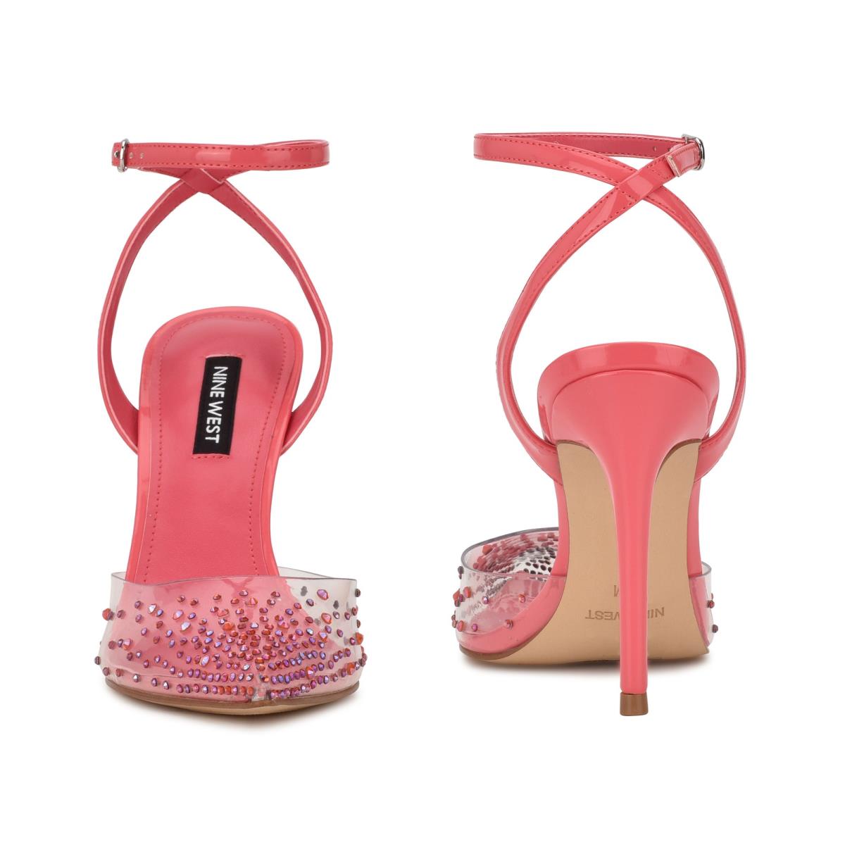 Nine West Foreva Ankle Askılı Elbise Stiletto Ayakkabı Kadın Pembe Mercan | 8231PYQNL