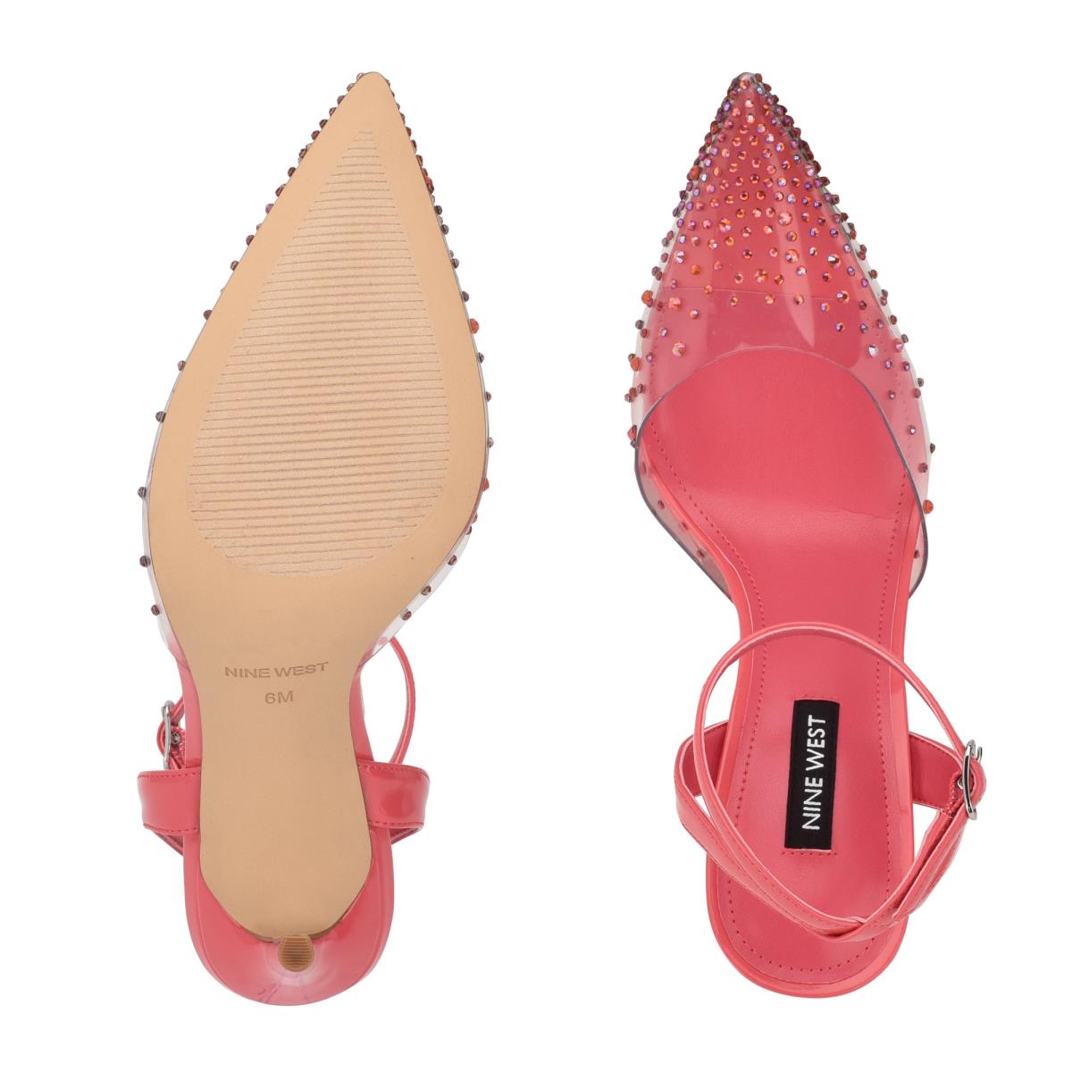 Nine West Foreva Ankle Askılı Elbise Stiletto Ayakkabı Kadın Pembe Mercan | 8231PYQNL