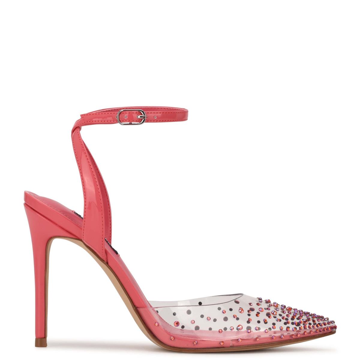 Nine West Foreva Ankle Askılı Elbise Stiletto Ayakkabı Kadın Pembe Mercan | 8231PYQNL