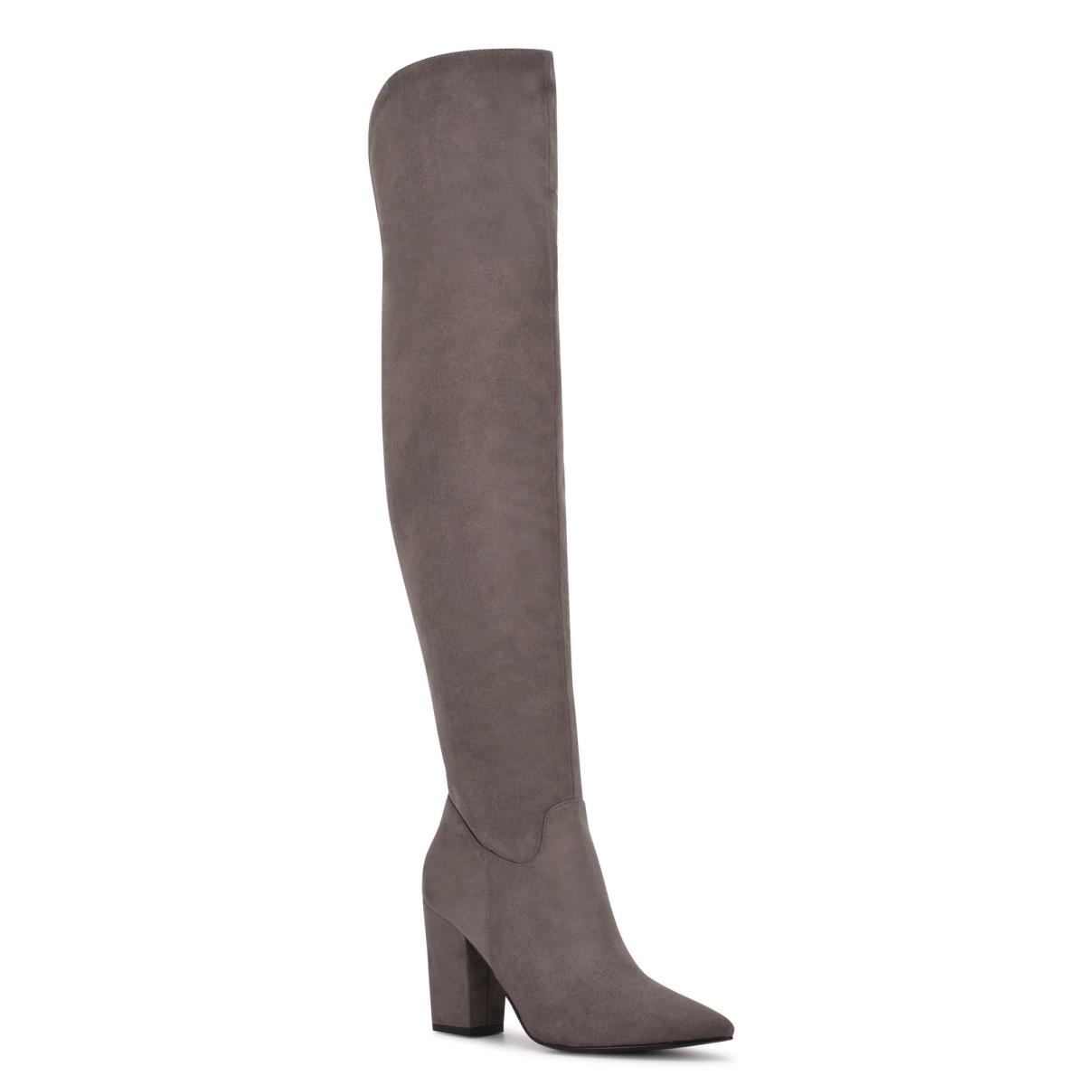 Nine West Goforit Over The Knee Topuklu Bot Kadın Gri | 7430MZJDX