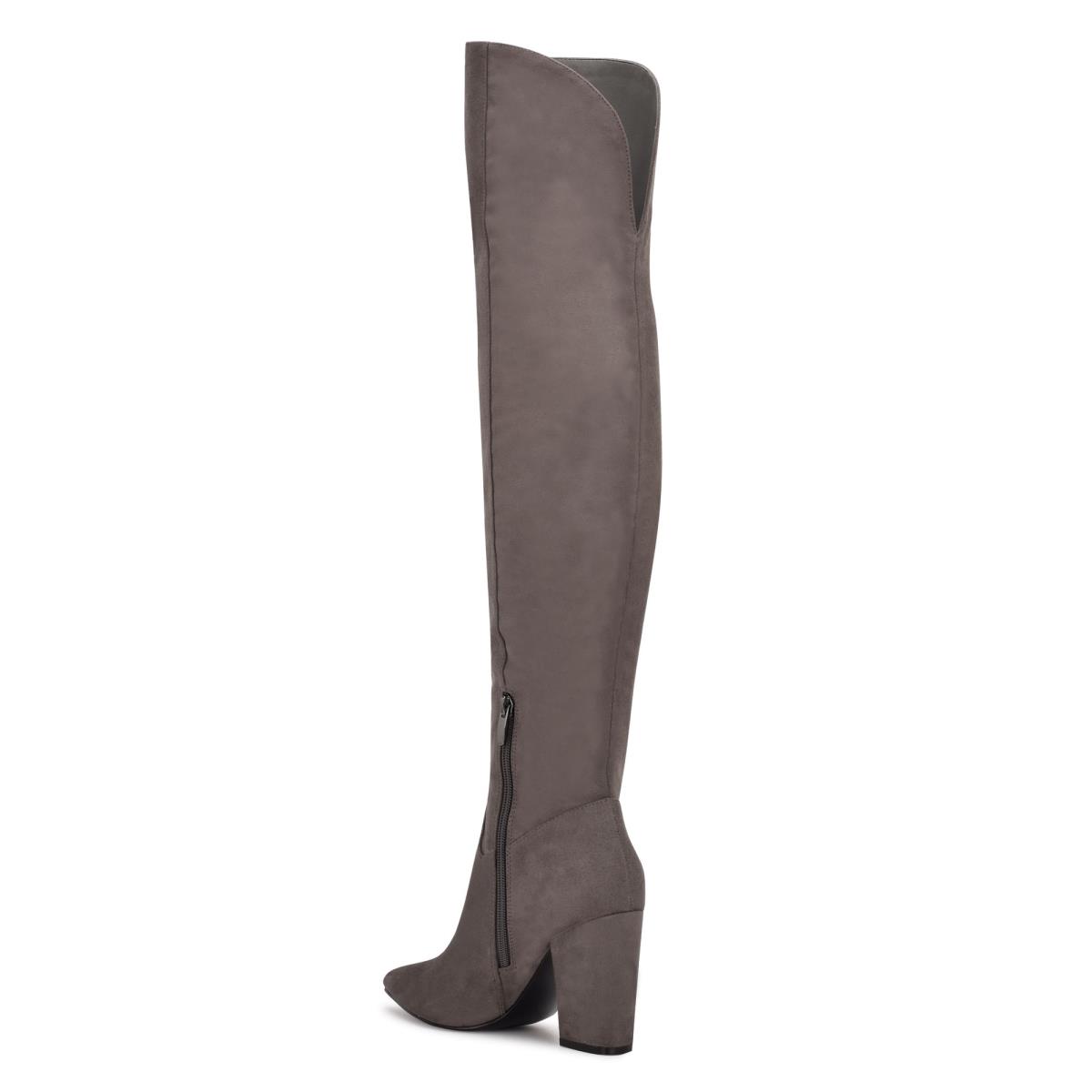 Nine West Goforit Over The Knee Topuklu Bot Kadın Gri | 7430MZJDX