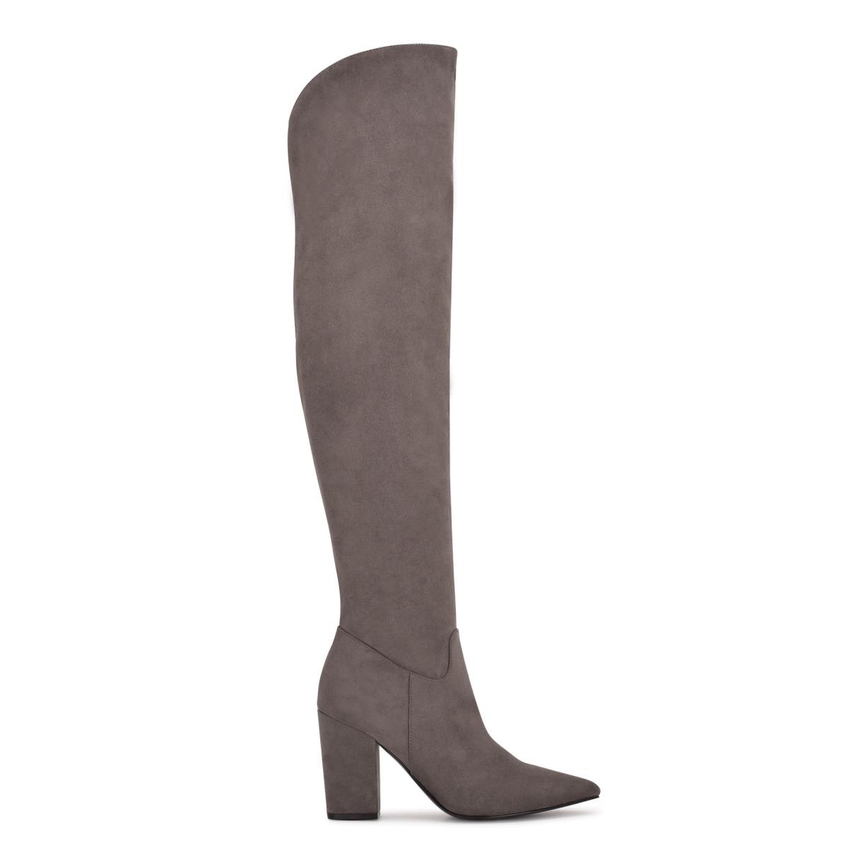 Nine West Goforit Over The Knee Topuklu Bot Kadın Gri | 7430MZJDX