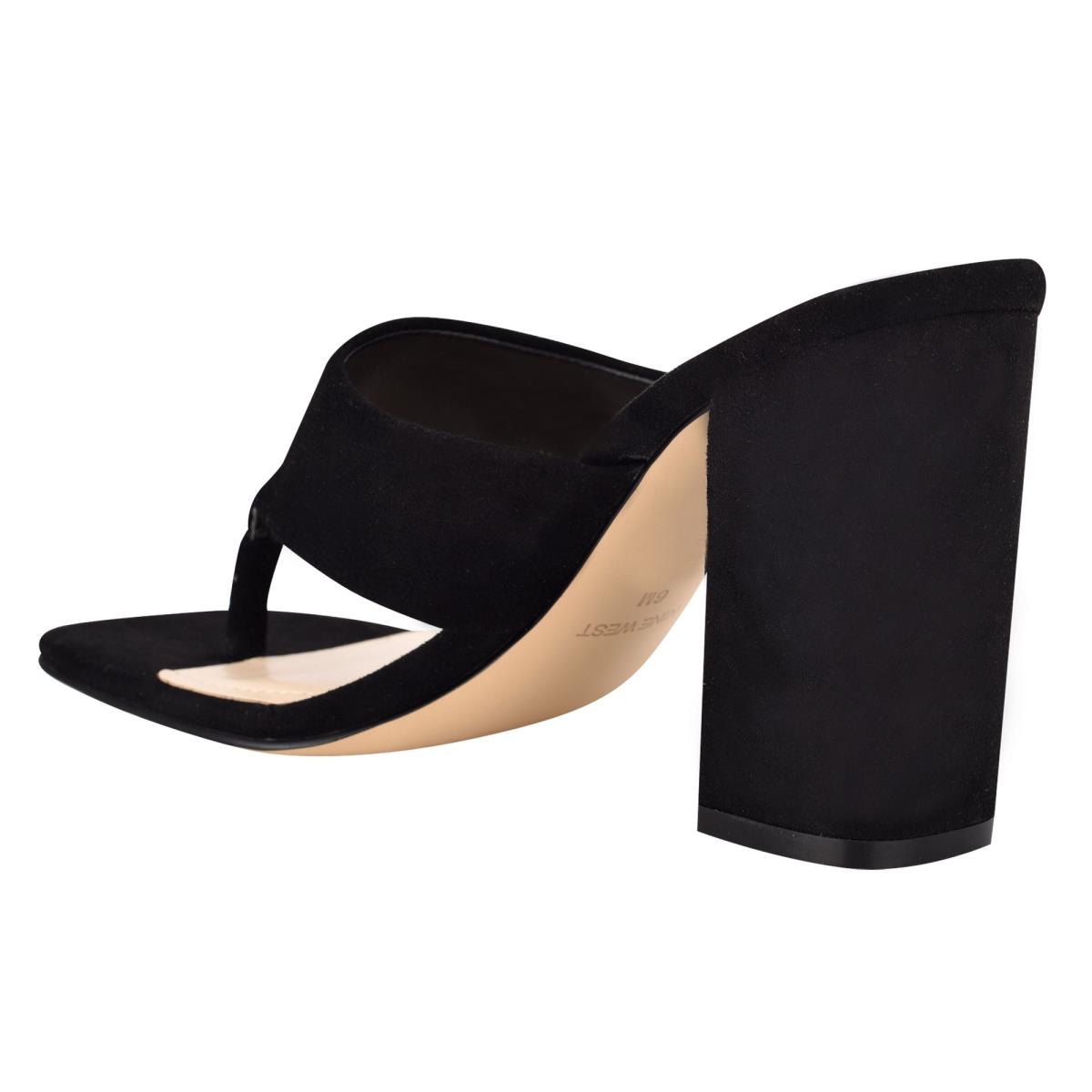 Nine West Gogo Block Heel Kaydırmalı Sandalet Kadın Siyah | 0825BKLPA