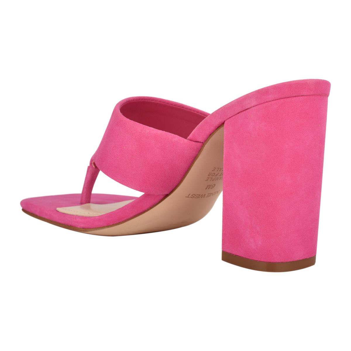 Nine West Gogo Block Heel Kaydırmalı Sandalet Kadın Pembe | 7245ILWQN