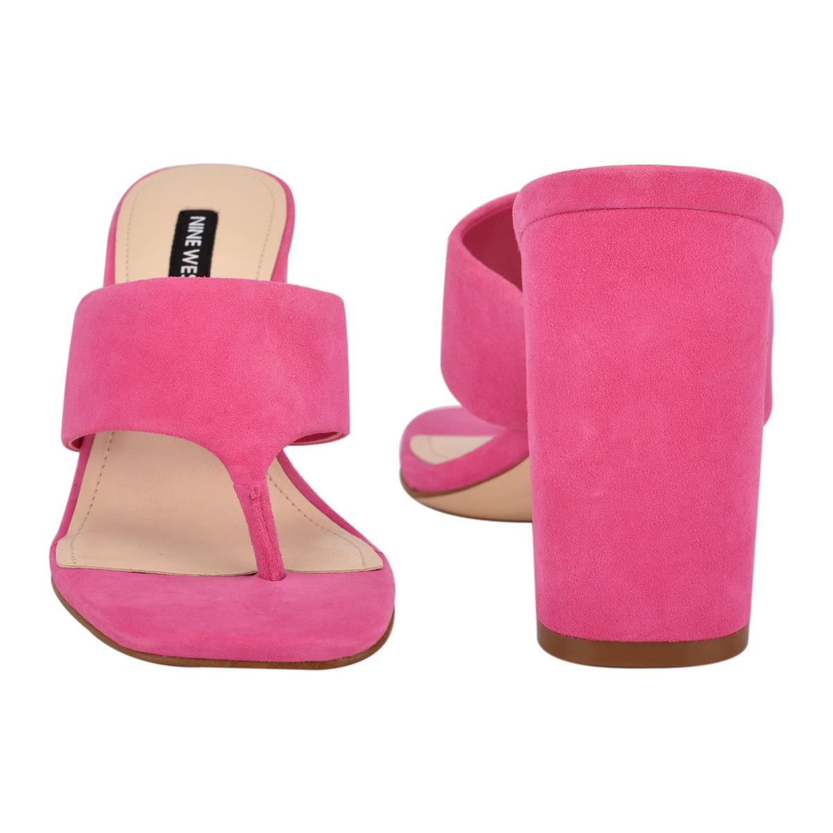 Nine West Gogo Block Heel Kaydırmalı Sandalet Kadın Pembe | 7245ILWQN