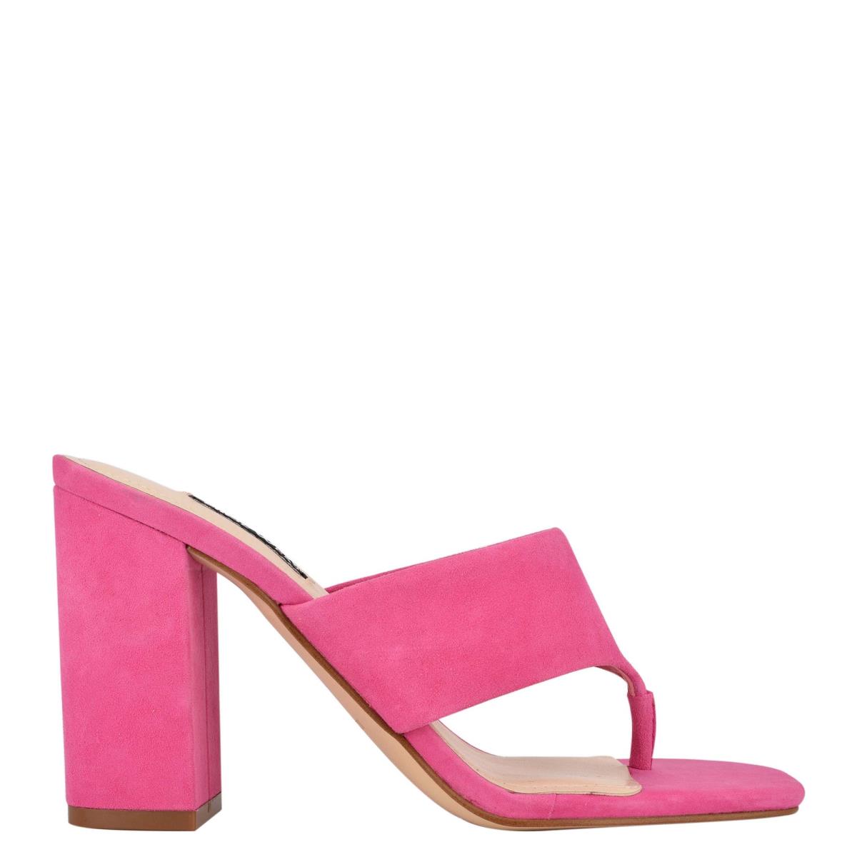 Nine West Gogo Block Heel Kaydırmalı Sandalet Kadın Pembe | 7245ILWQN