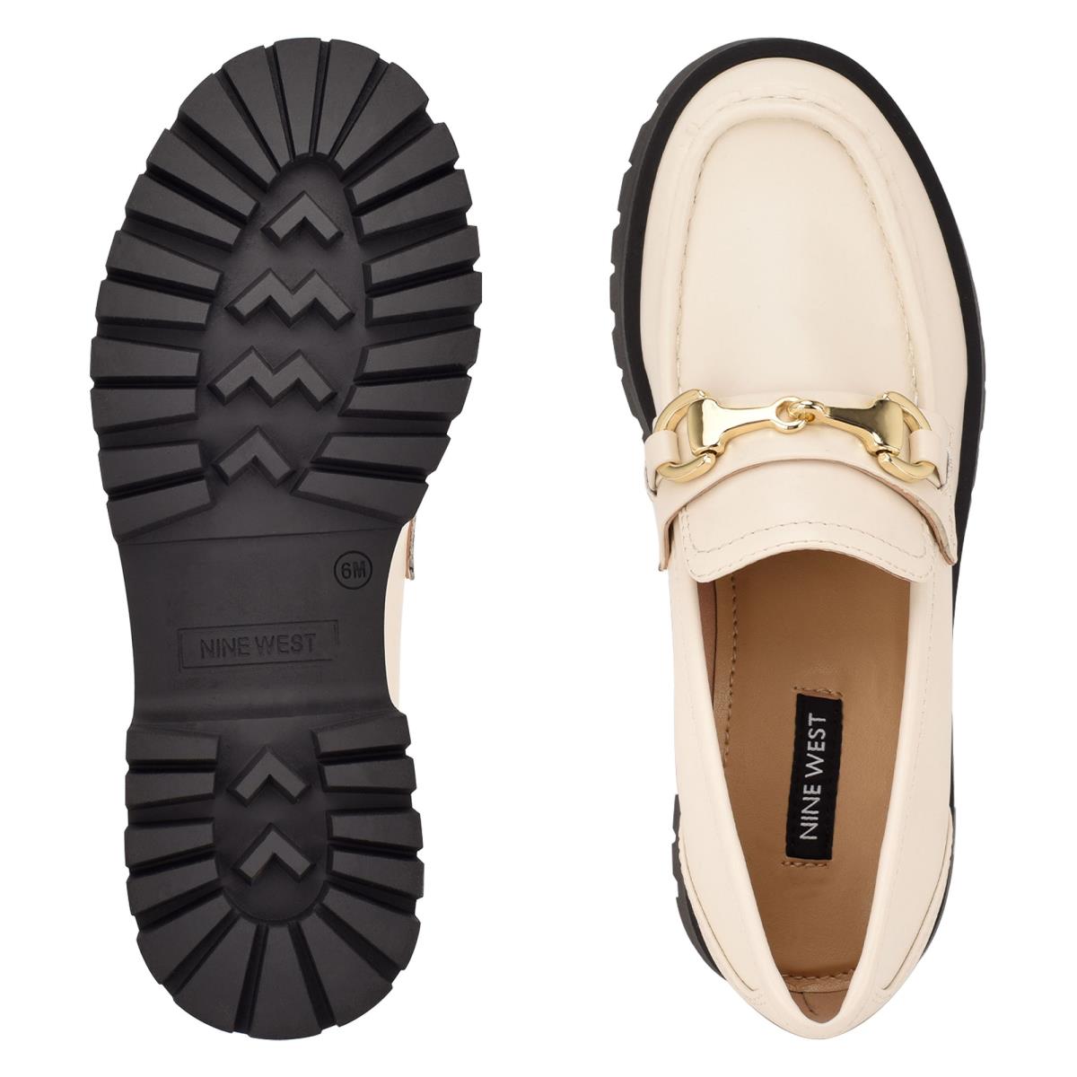 Nine West Gonehme Lug Sole Loafer Ayakkabı Kadın Krema | 2573CMXNO