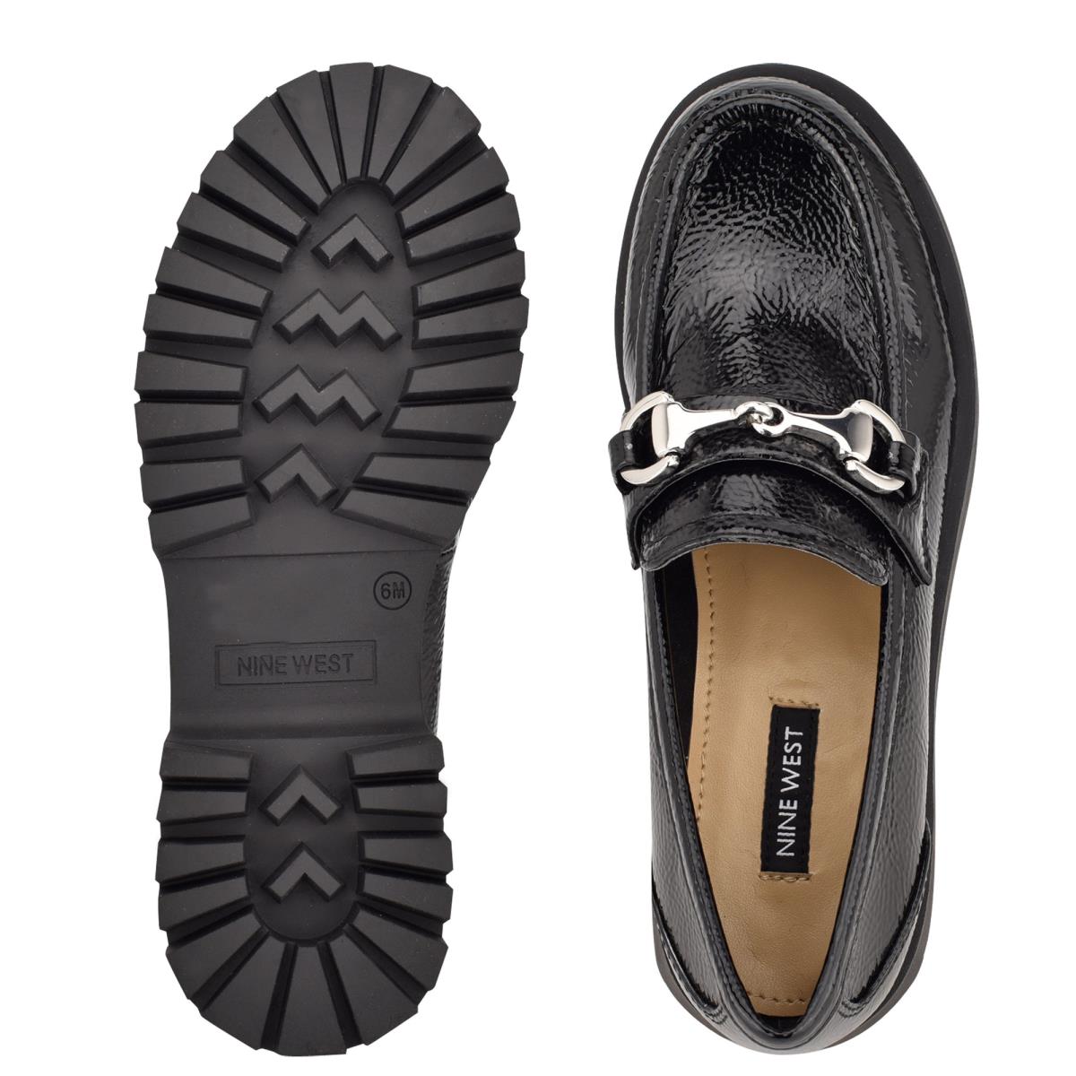 Nine West Gonehme Lug Sole Loafer Ayakkabı Kadın Siyah | 7816WFRTX