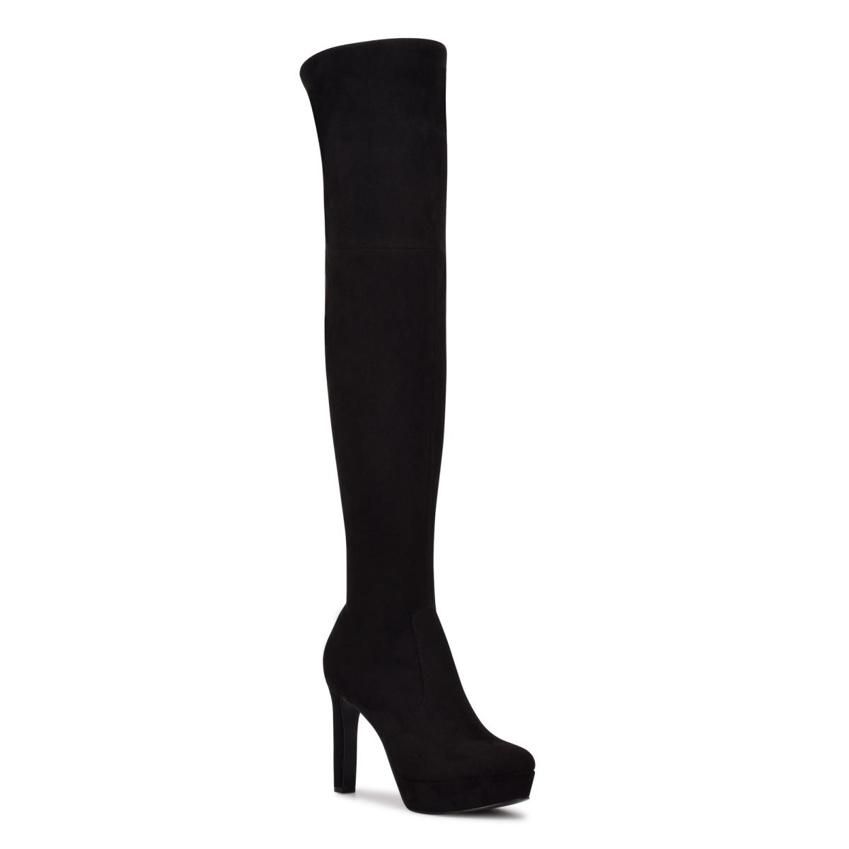 Nine West Gotcha Geniş Calf Over the Knee Kalın Taban Bot Kadın Siyah | 2475LBKXY