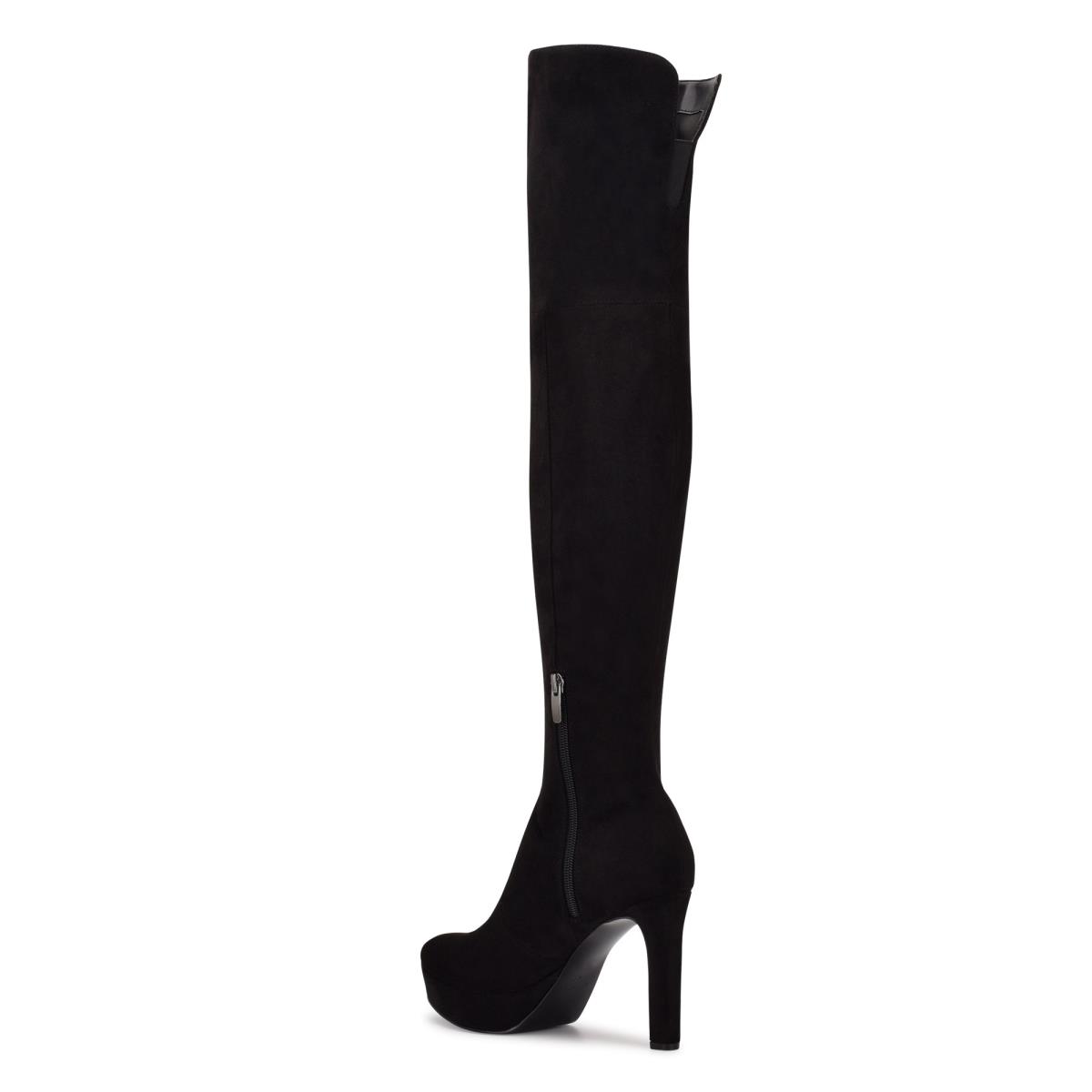 Nine West Gotcha Geniş Calf Over the Knee Kalın Taban Bot Kadın Siyah | 2475LBKXY