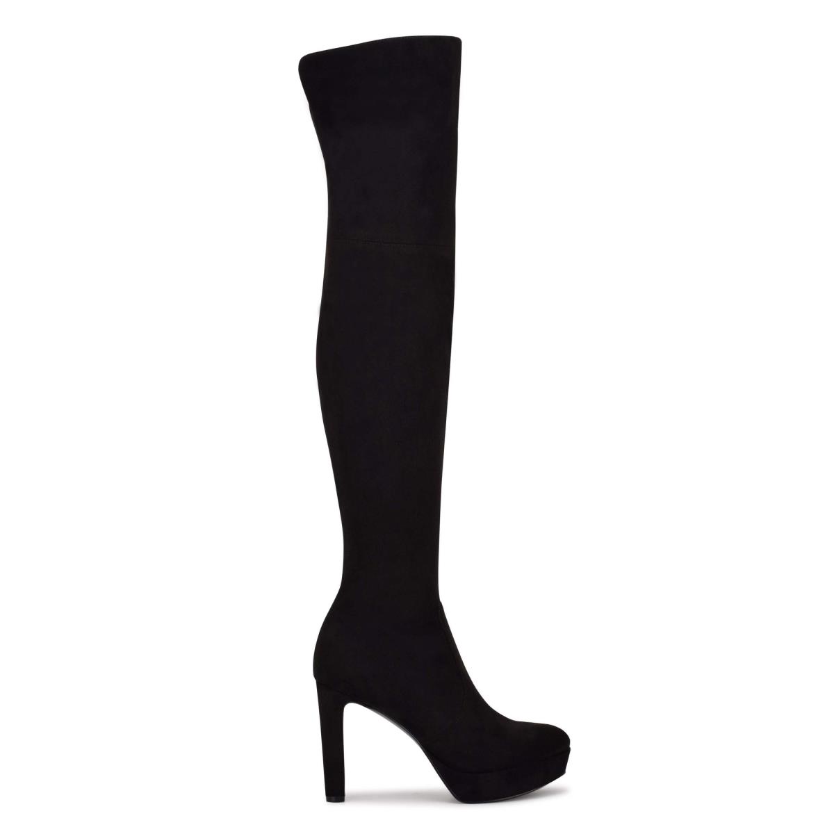 Nine West Gotcha Geniş Calf Over the Knee Kalın Taban Bot Kadın Siyah | 2475LBKXY