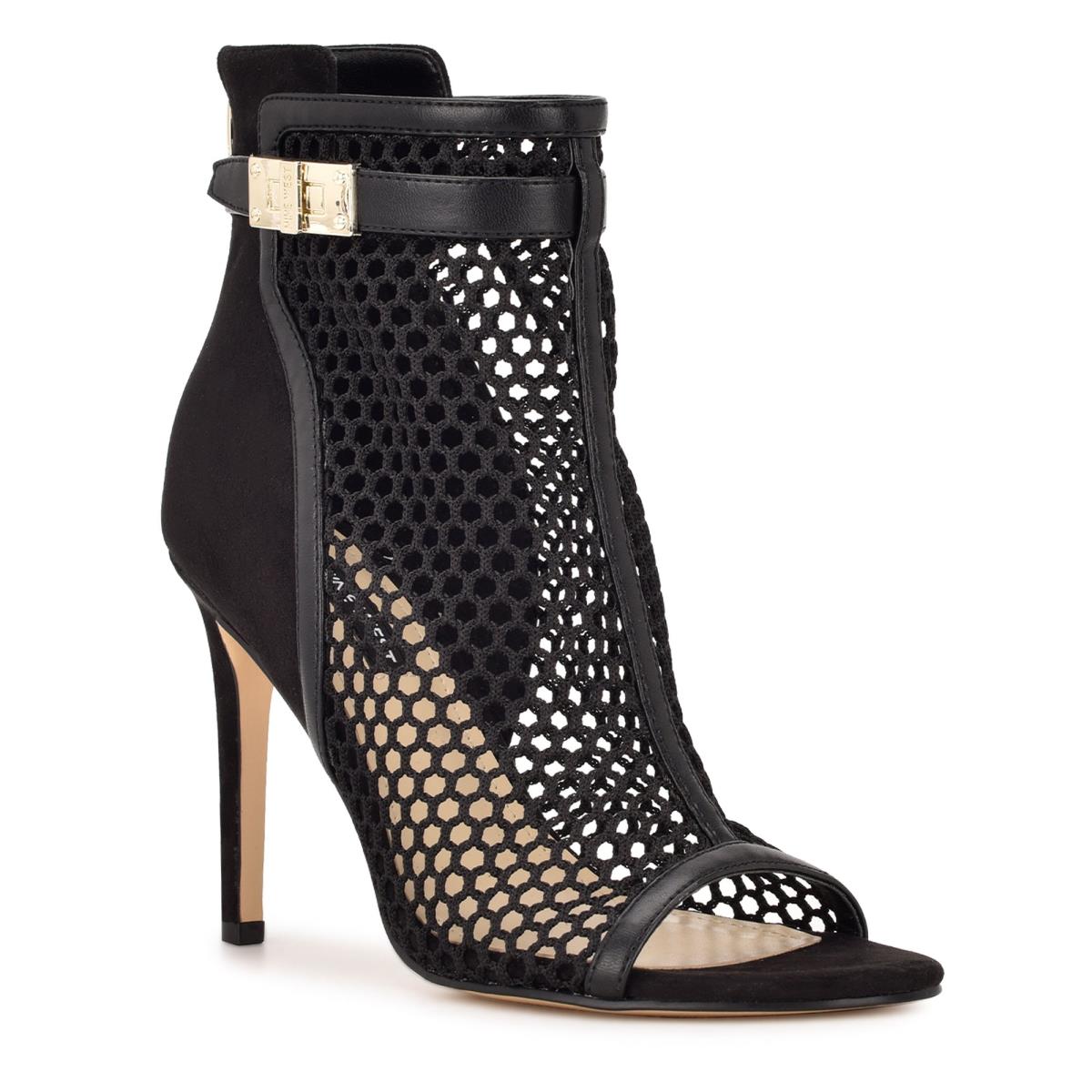 Nine West Ididit Mesh Peep Burunlu Bot Kadın Siyah | 4321GHYLP