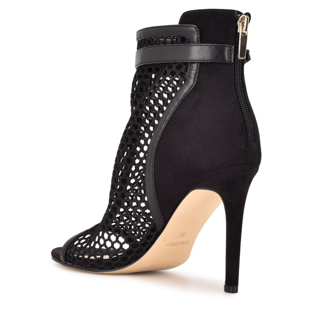 Nine West Ididit Mesh Peep Burunlu Bot Kadın Siyah | 4321GHYLP