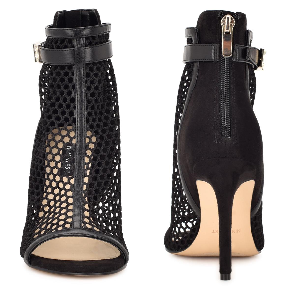 Nine West Ididit Mesh Peep Burunlu Bot Kadın Siyah | 4321GHYLP