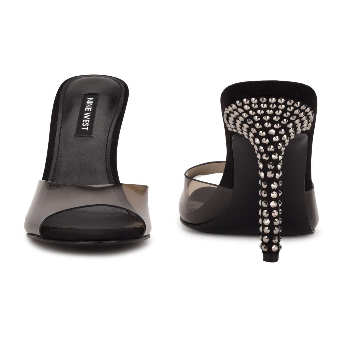 Nine West Ido Rhinestone Topuklu Kaydırmalı Sandalet Kadın Siyah | 1290CSKBT