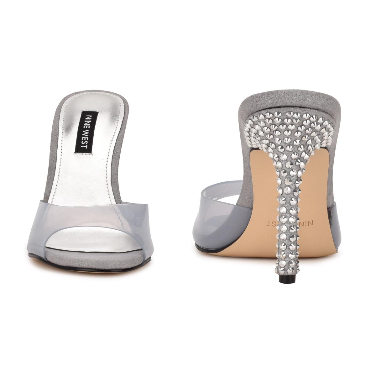 Nine West Ido Rhinestone Topuklu Kaydırmalı Sandalet Kadın Açık Gri | 7843THBRY