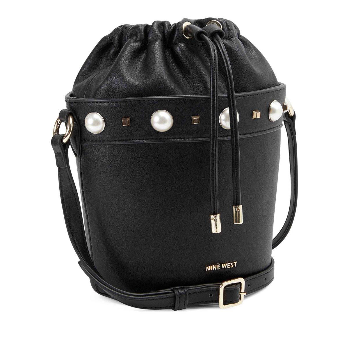 Nine West Laylin Drawstring Bucket Çapraz Askılı Çanta Kadın Siyah | 5631UKBYM