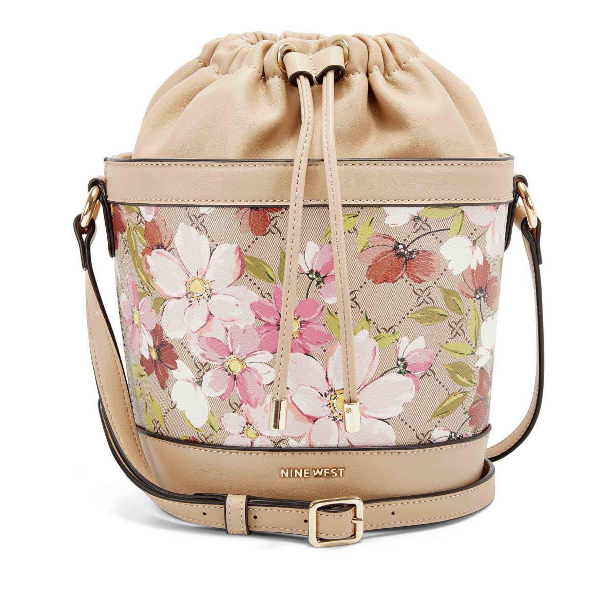 Nine West Laylin Drawstring Bucket Çapraz Askılı Çanta Kadın Çiçekli | 7953DGFTO