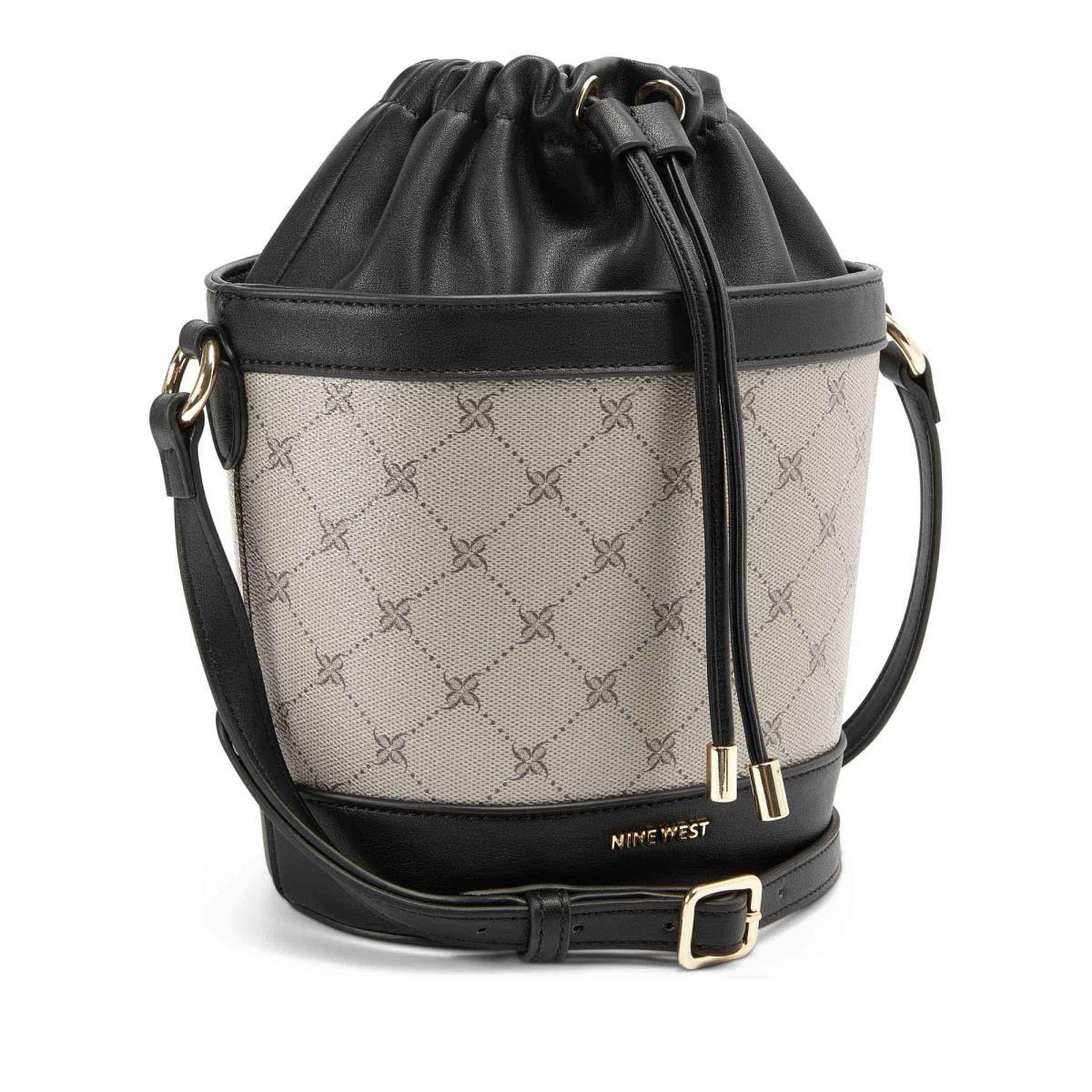 Nine West Laylin Drawstring Bucket Çapraz Askılı Çanta Kadın Siyah | 8249IHCGR