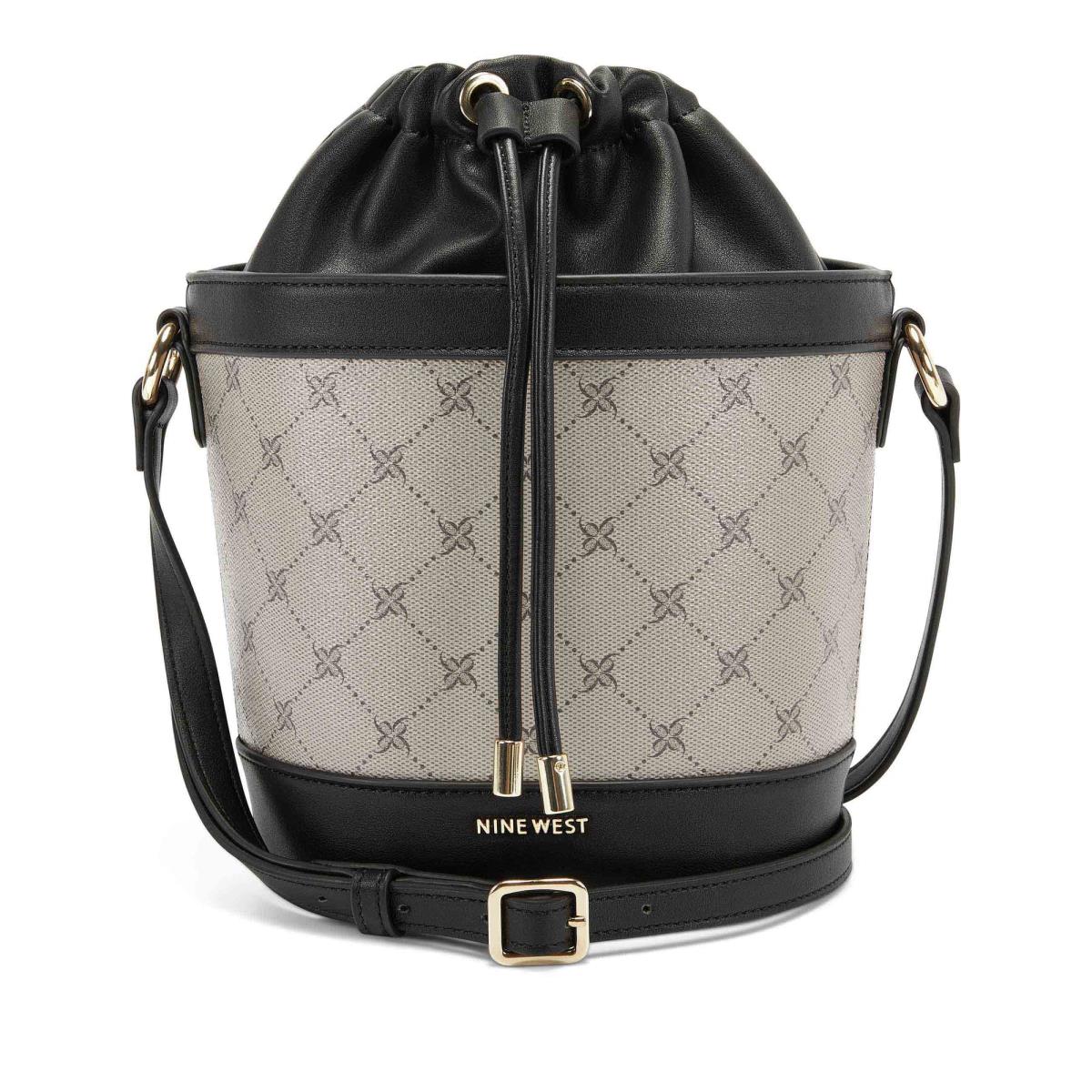 Nine West Laylin Drawstring Bucket Çapraz Askılı Çanta Kadın Siyah | 8249IHCGR