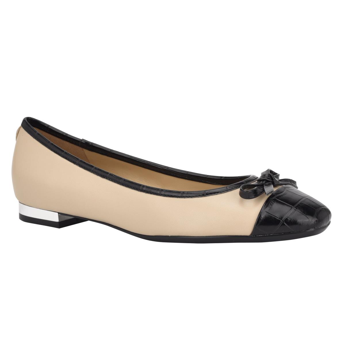 Nine West Olly 9x9 Ballet Flats Kadın Bej Rengi Siyah | 2879NOCRY