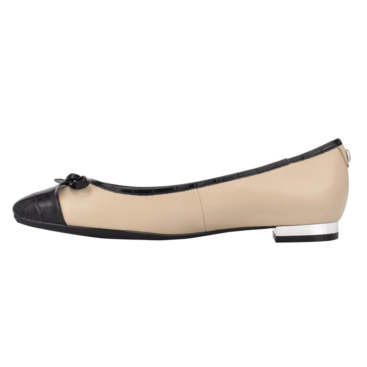 Nine West Olly 9x9 Ballet Flats Kadın Bej Rengi Siyah | 2879NOCRY