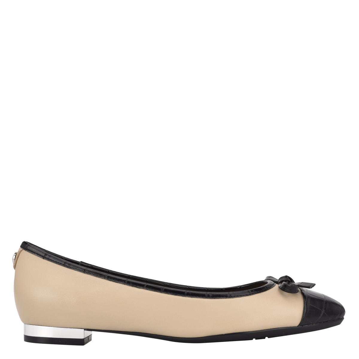 Nine West Olly 9x9 Ballet Flats Kadın Bej Rengi Siyah | 2879NOCRY