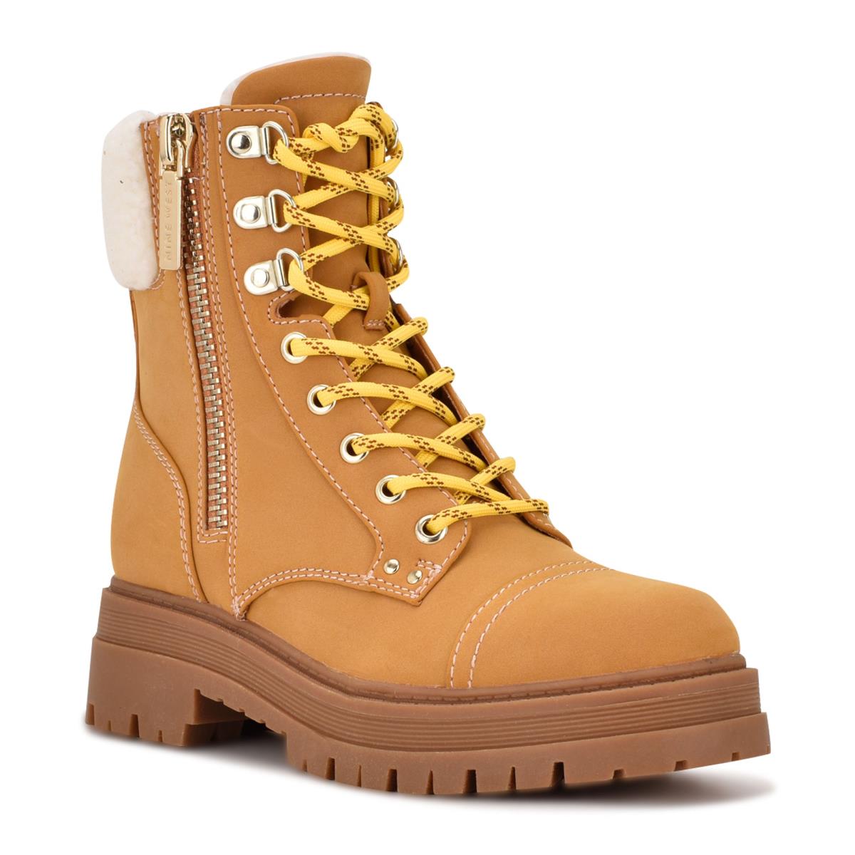 Nine West Pike Combat Lug Sole Bot Kadın Bej Rengi | 8217DBKZP